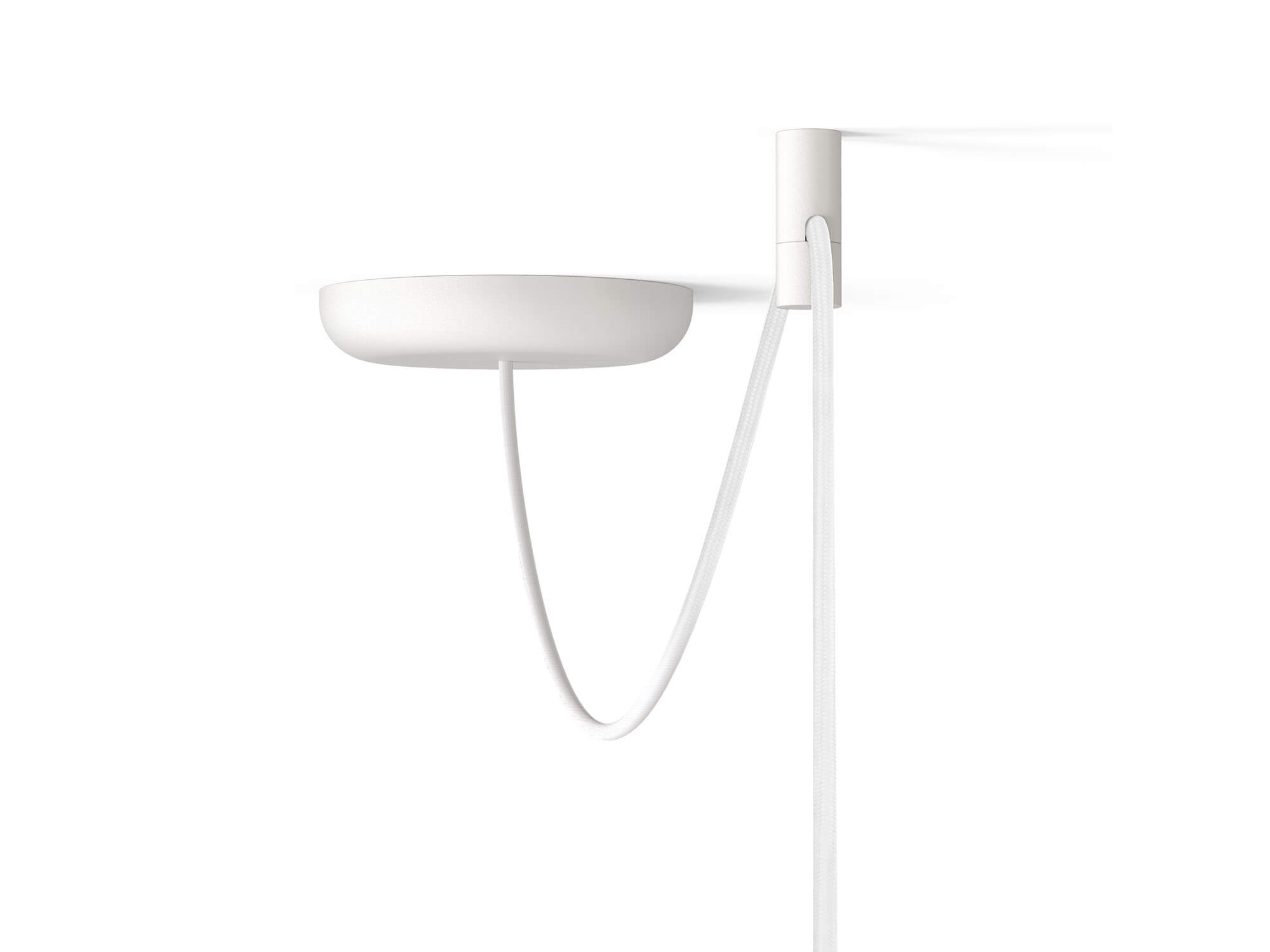 Detail view of white modern pendant lamp