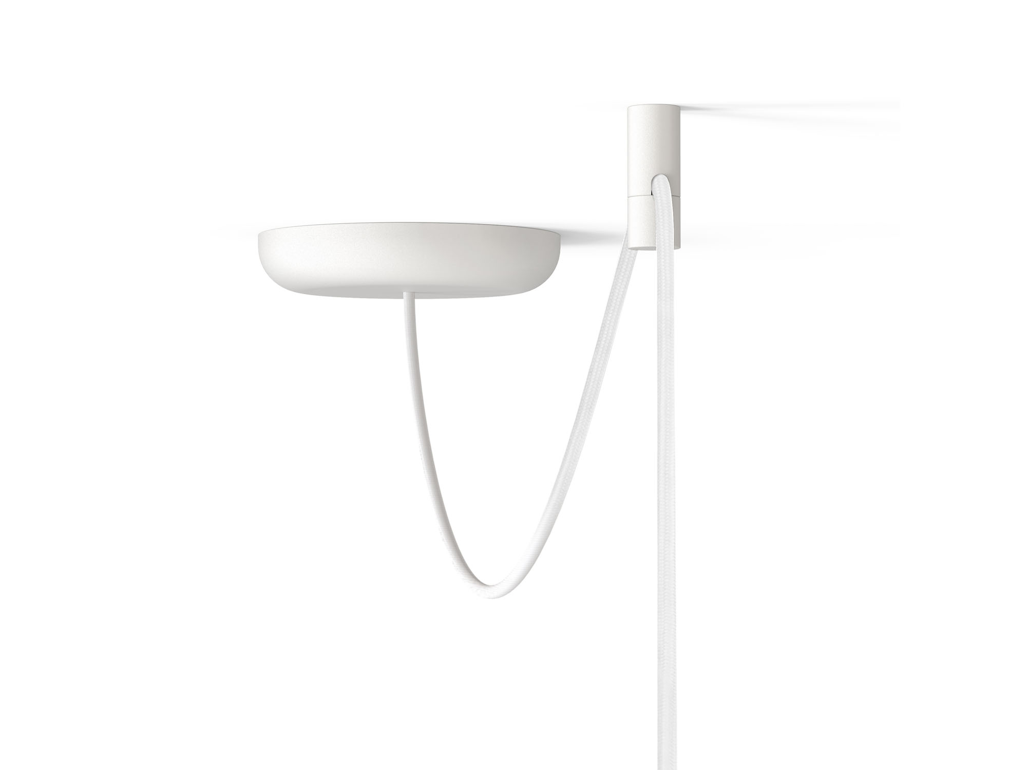 Detail view of white modern pendant lamp