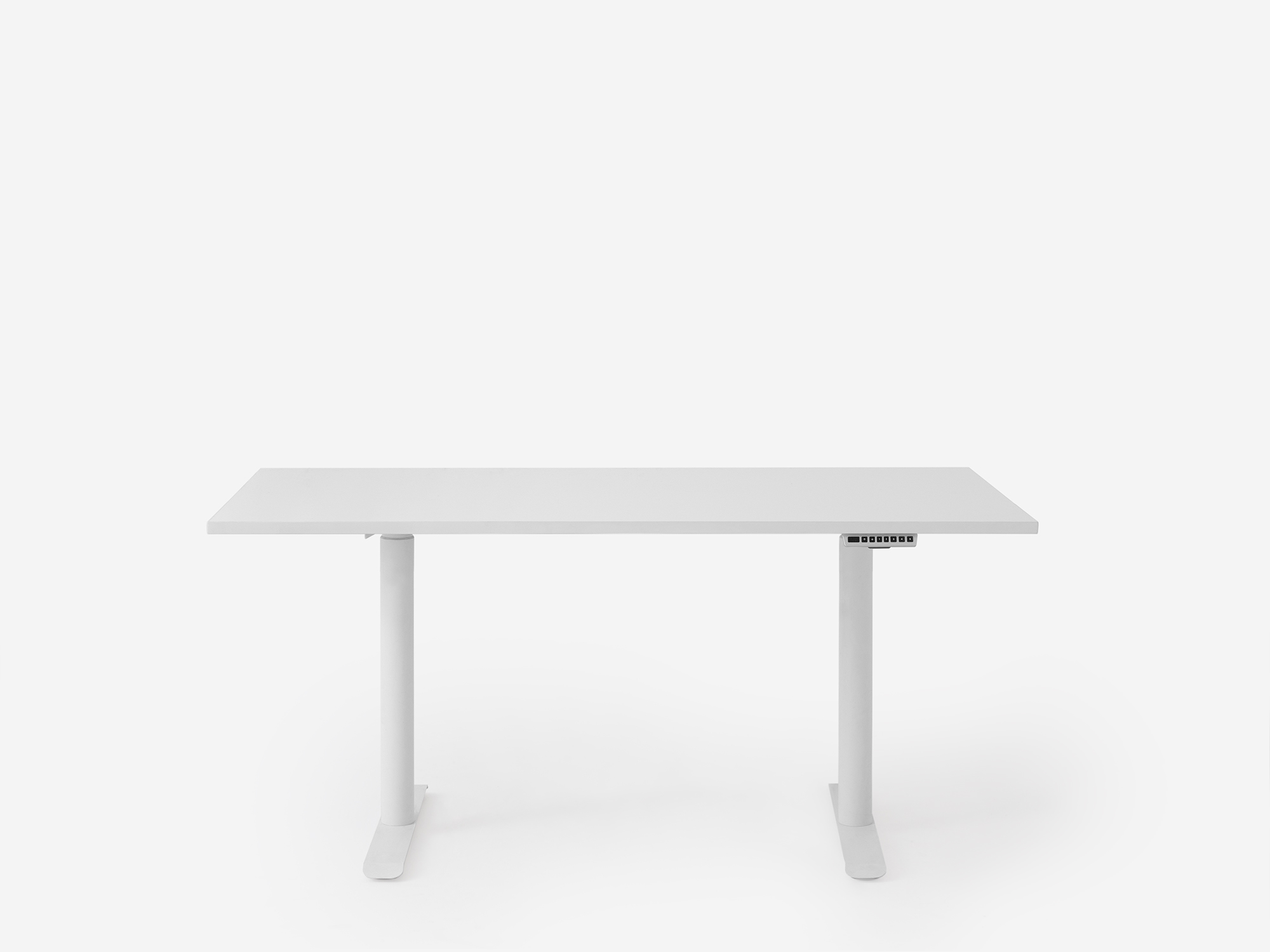 White standing desk in low position