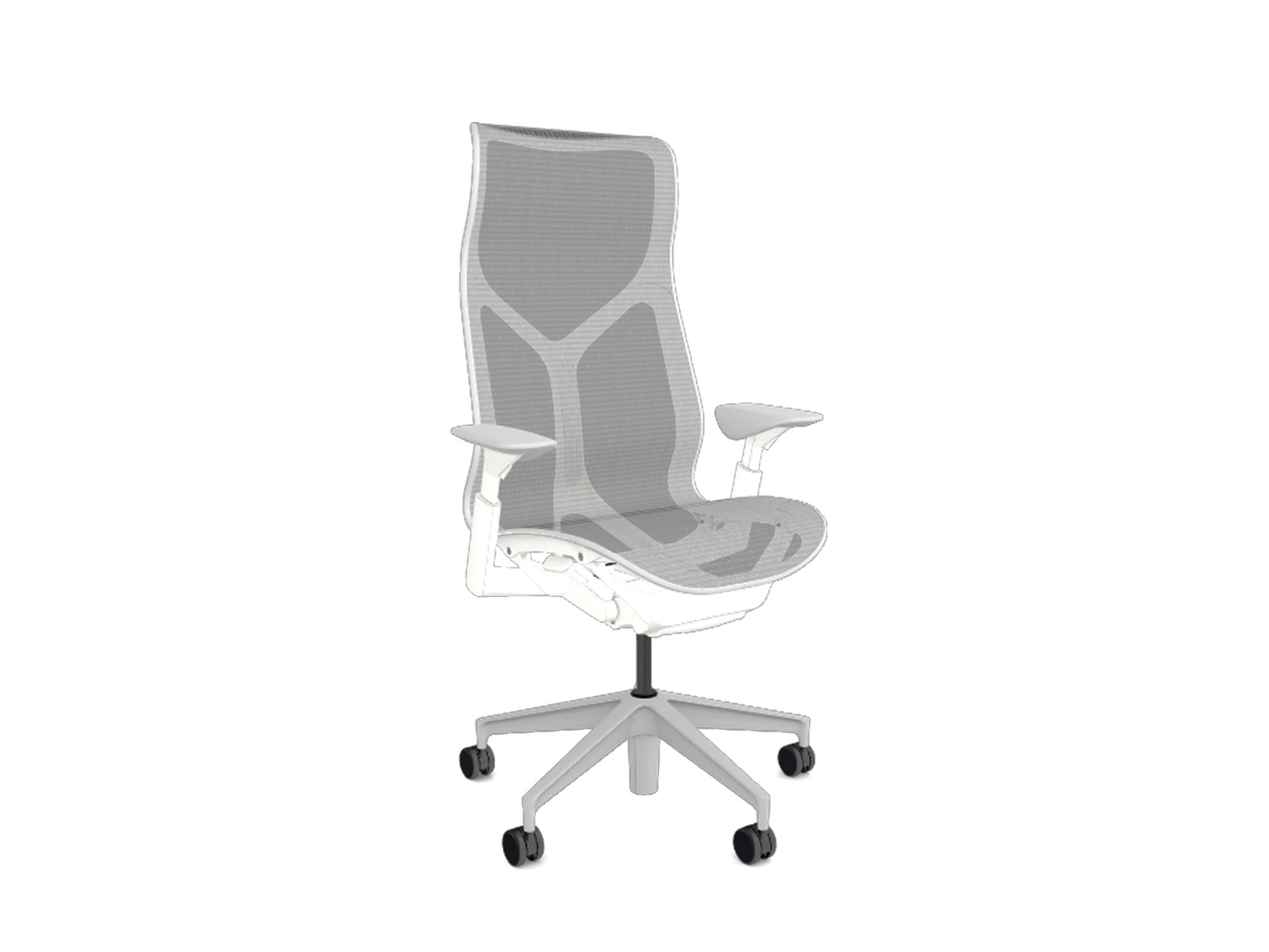 Front view of high back adjustable arms white cosm ergonomic office chair