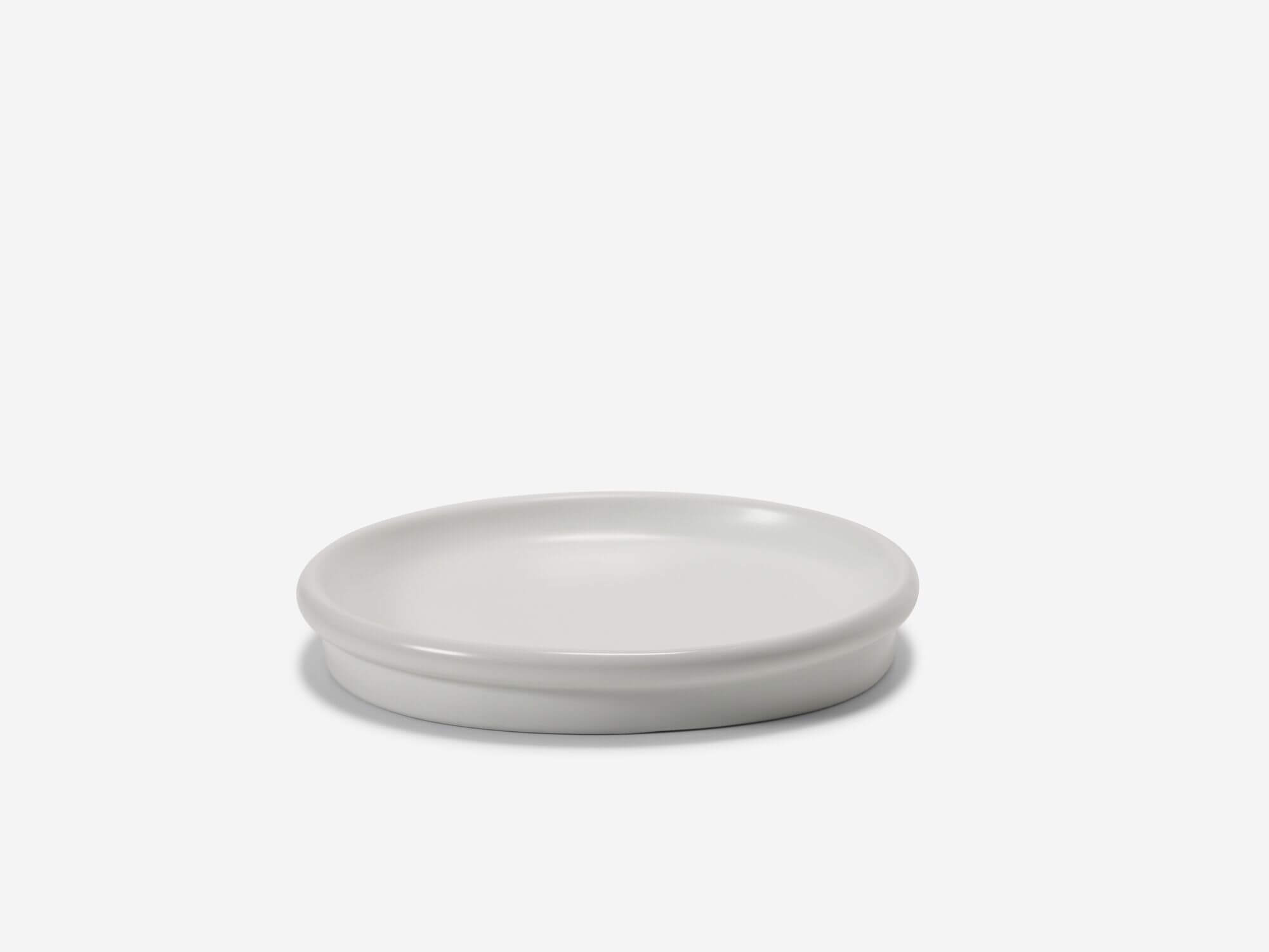 Front view of white porcelain bathroom tray