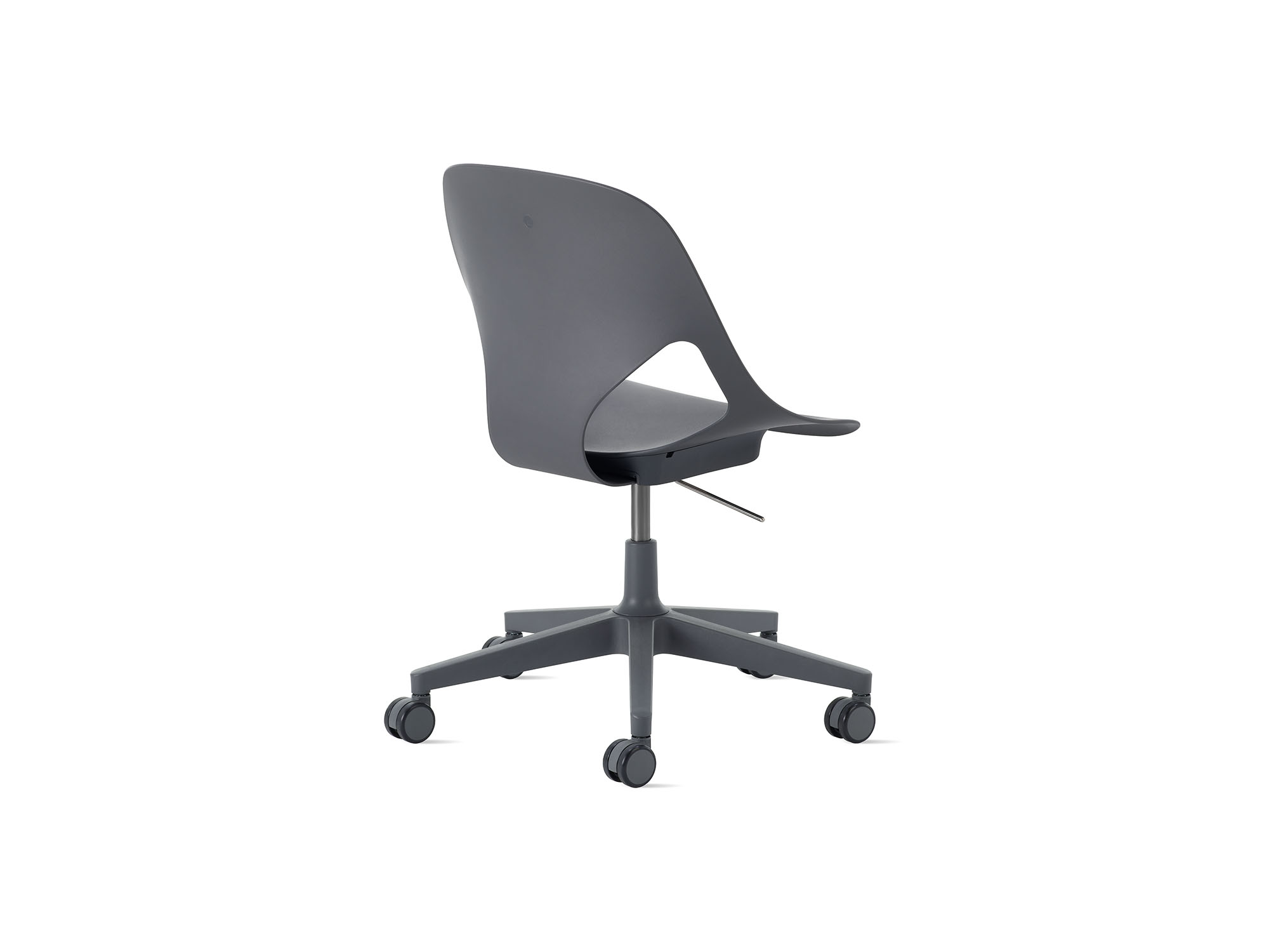 Back angle view of Carbon Zeph Side Chair with no cushion