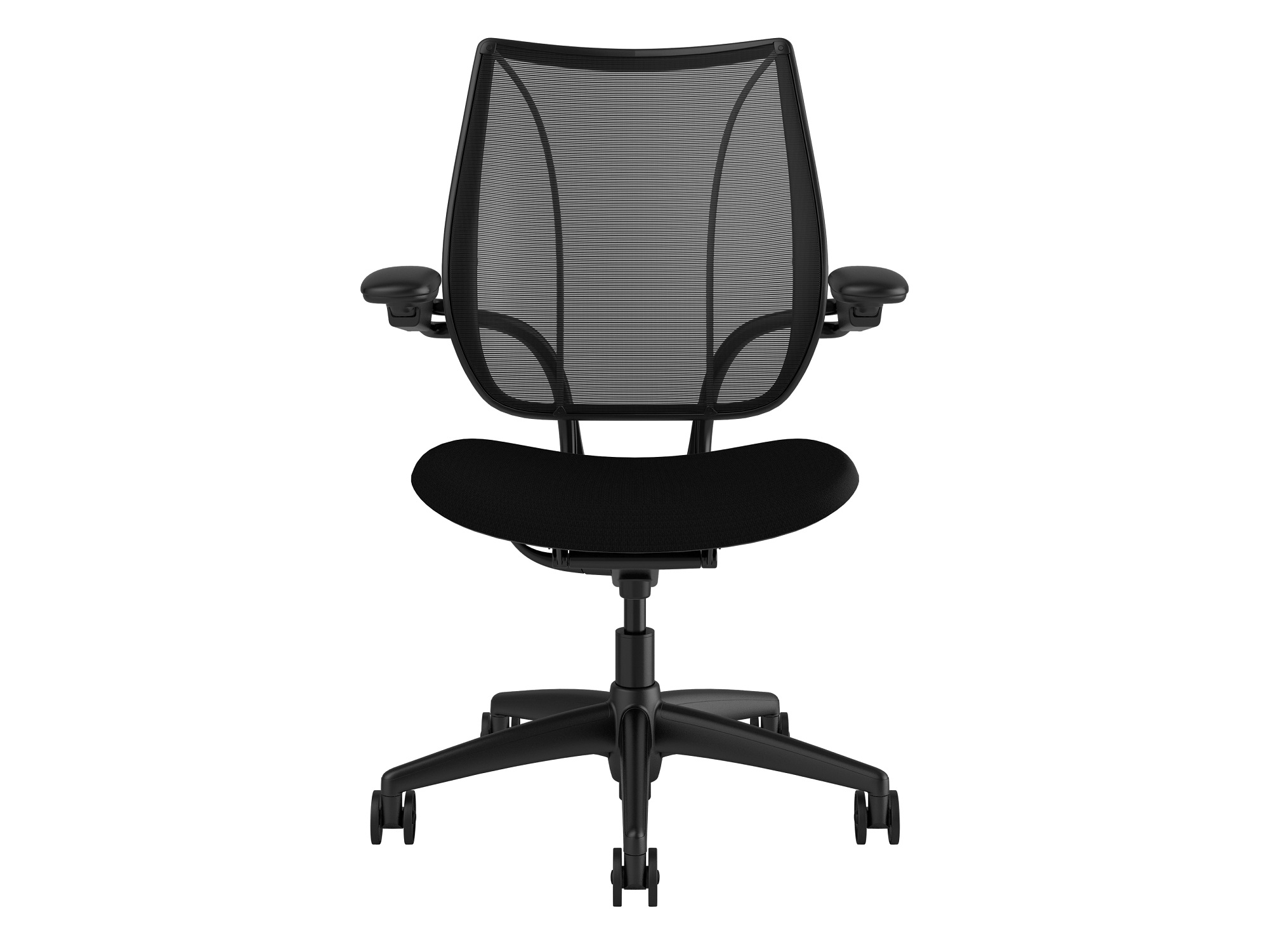 Front view of the Humanscale Liberty modern Office Chair in dark gray