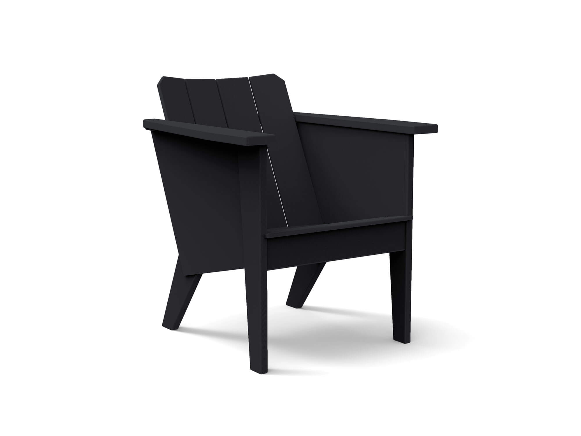 Vue de face de la chaise longue extérieure noire
