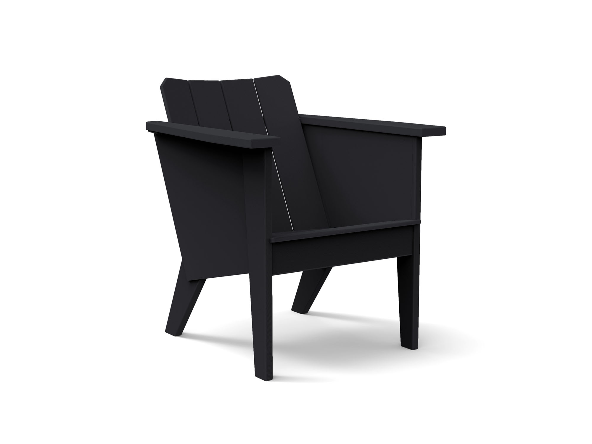 Vue de face de la chaise longue extérieure noire
