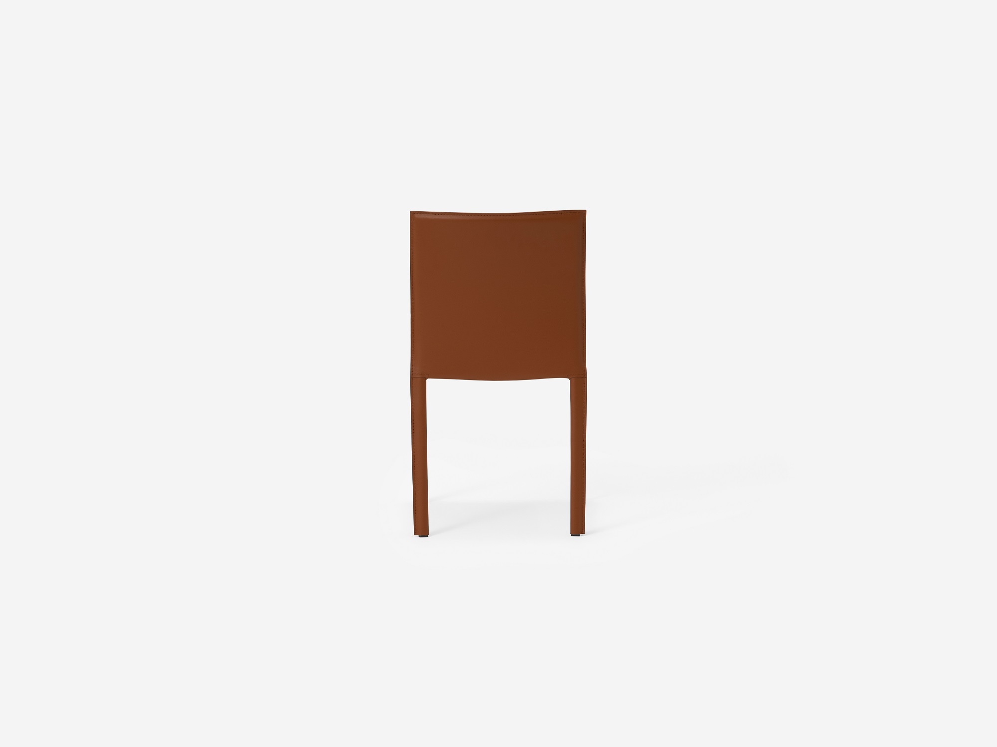 Back view of the Acel Mid Century Dining Chair in brown leather