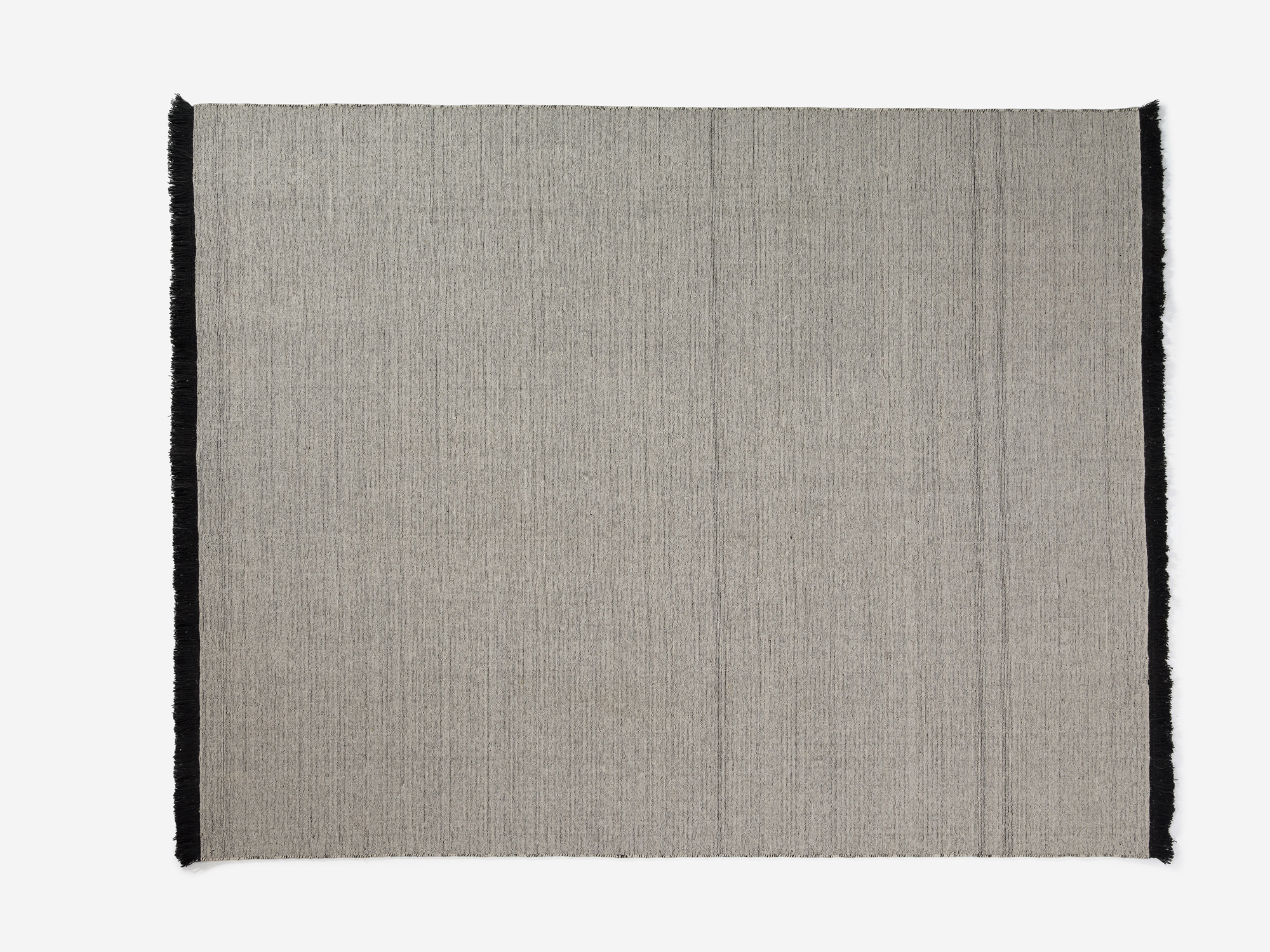 Large grey braided wool rug top view