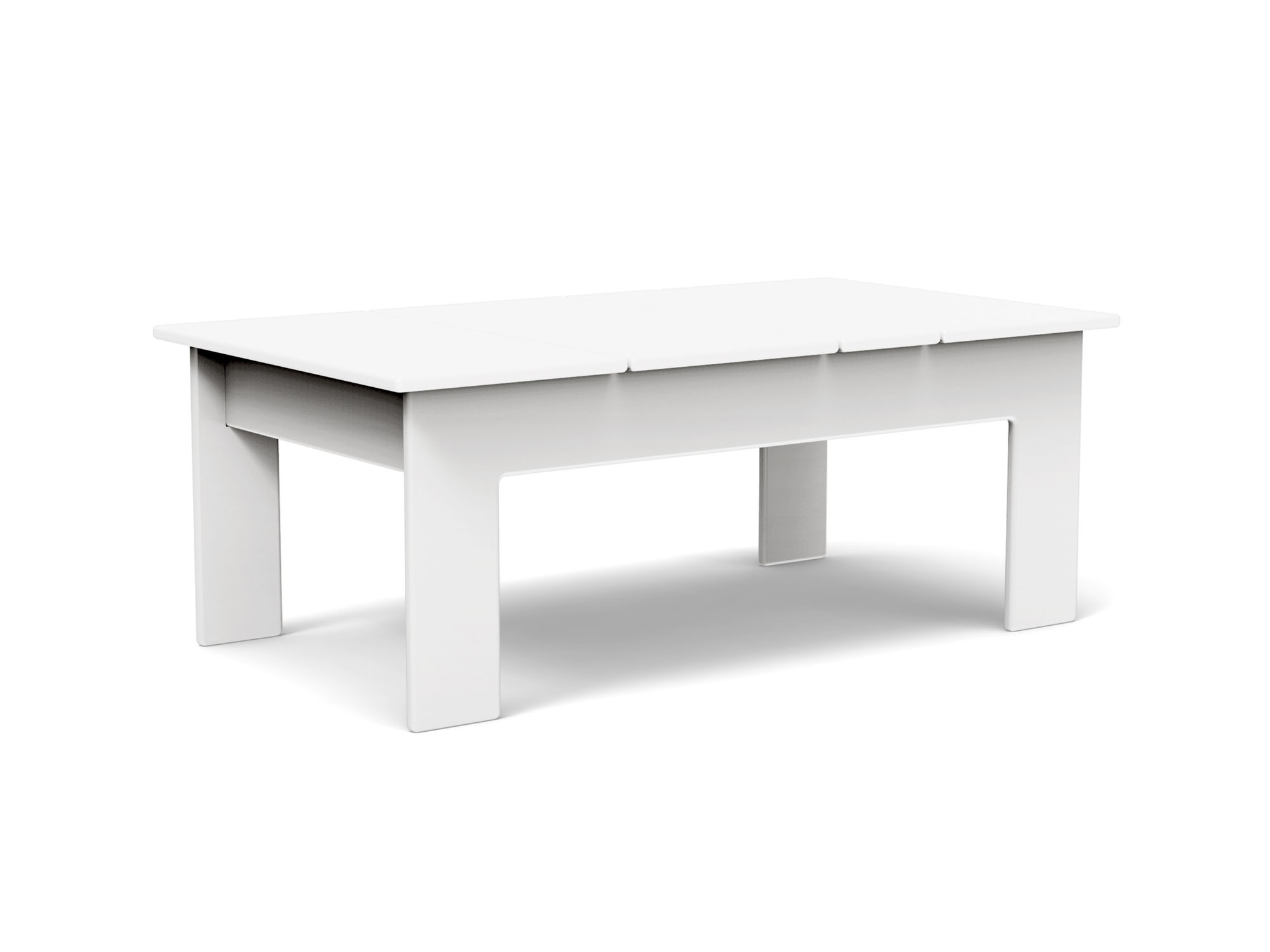 Front view of white outdoor coffee table