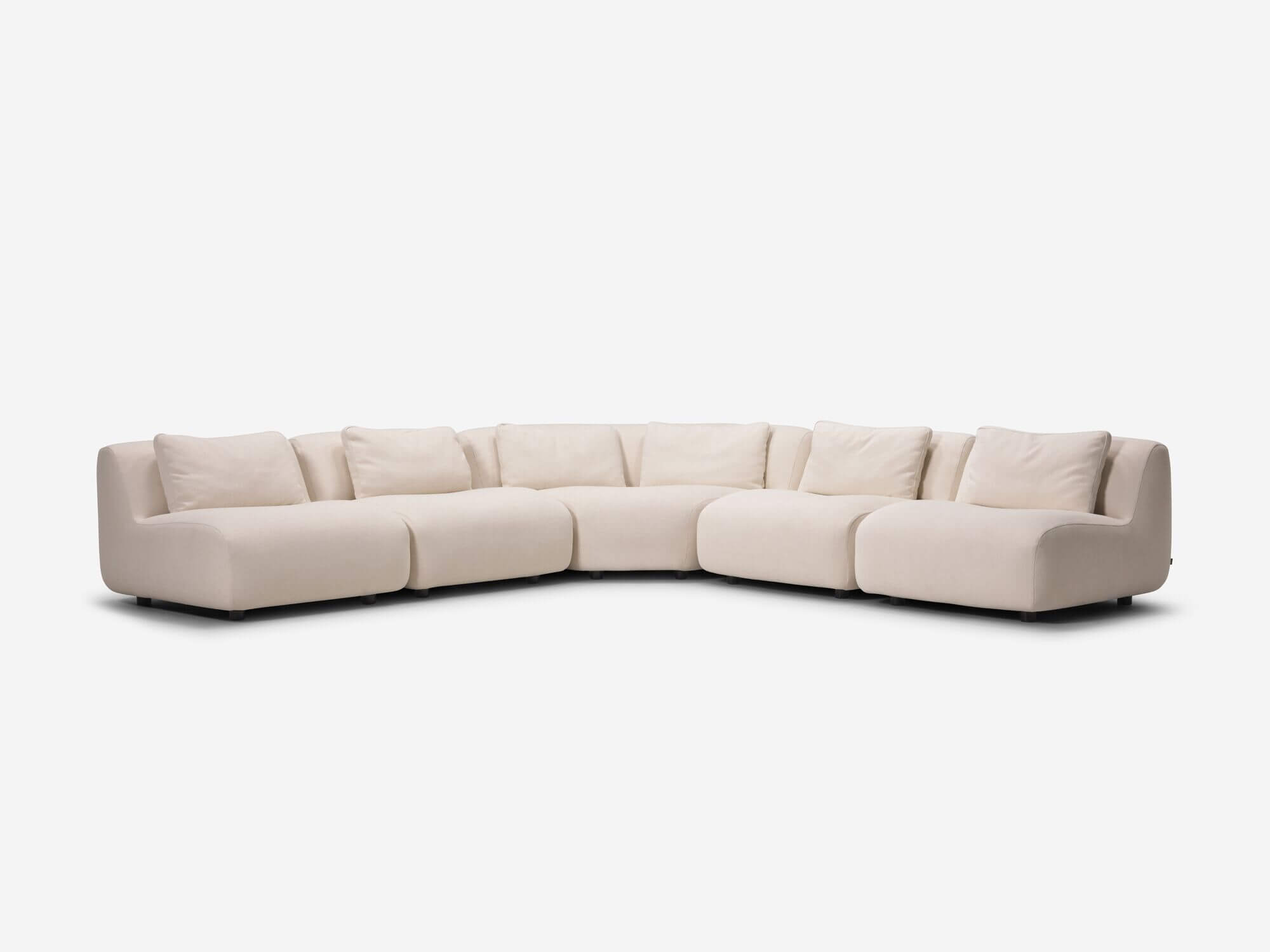 Beige curved sectional front view