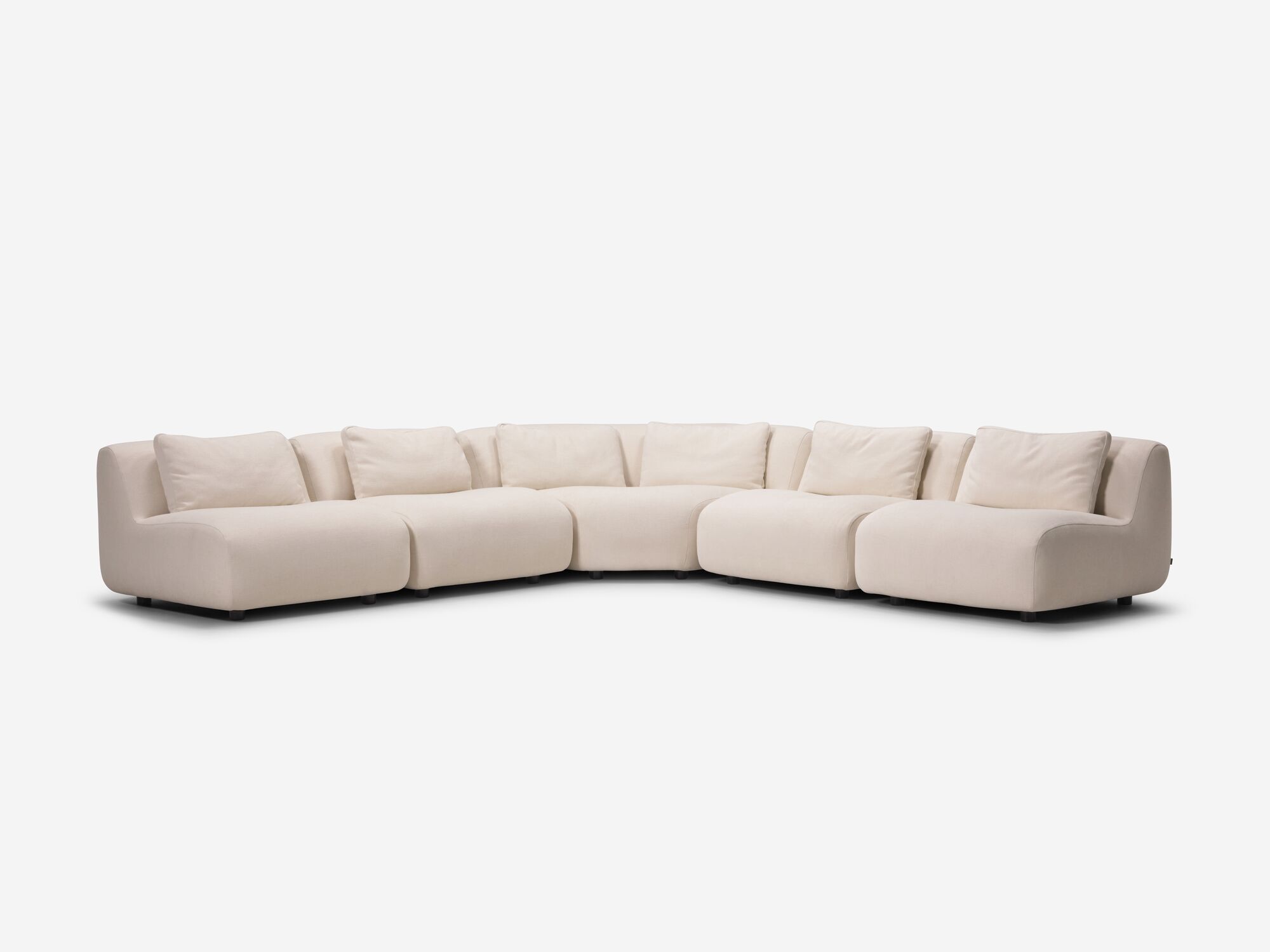 Beige curved sectional front view