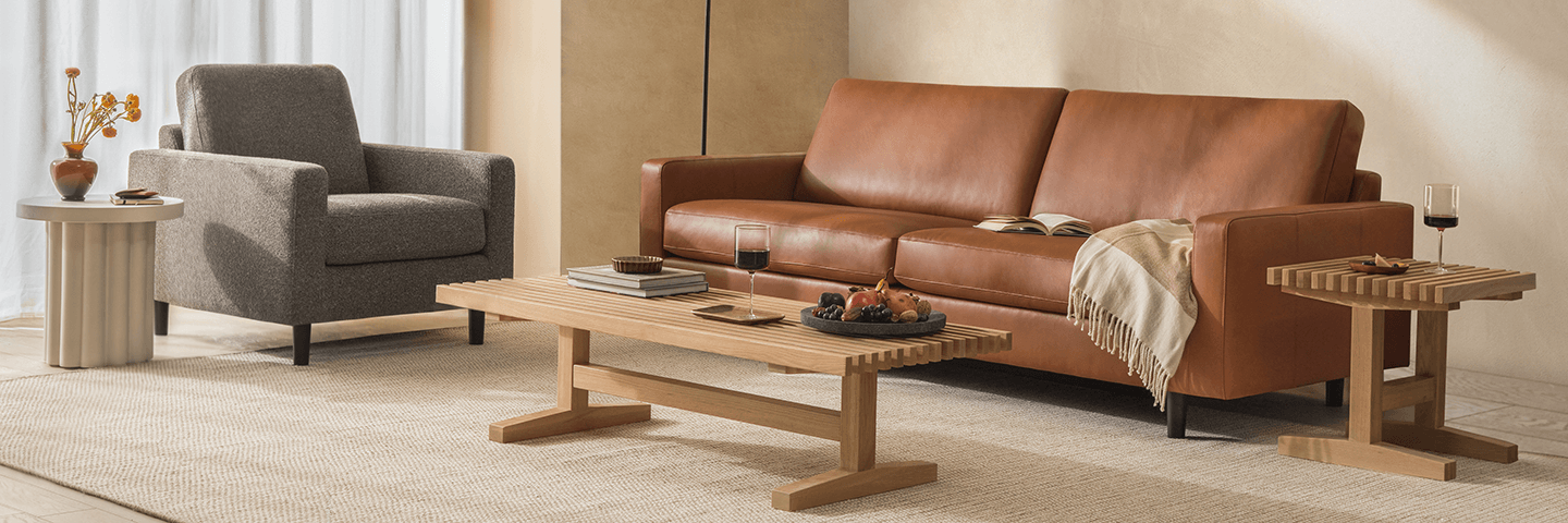 leather sofa in a room