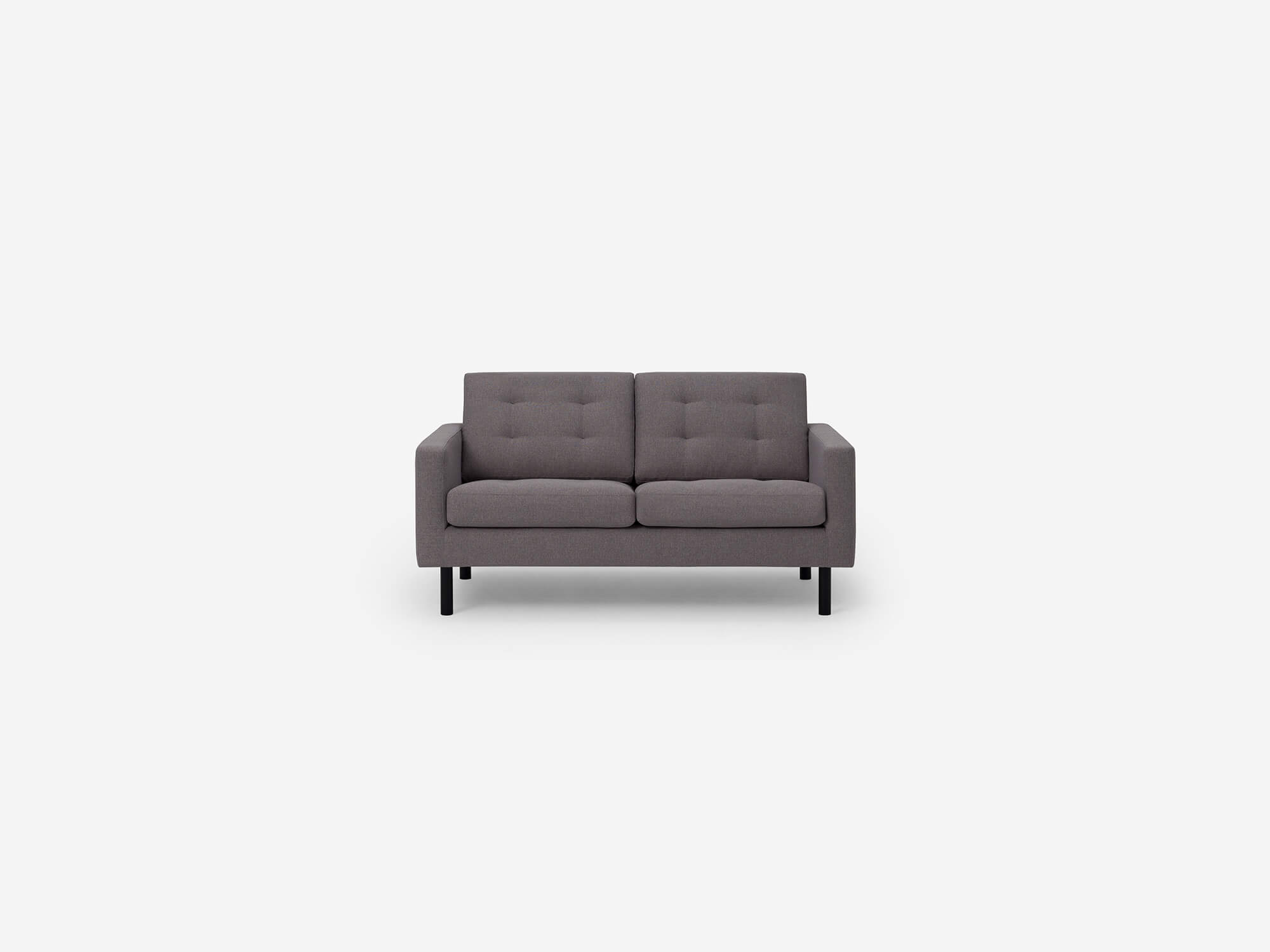 Front view of the Joan loveseat in grey fabric