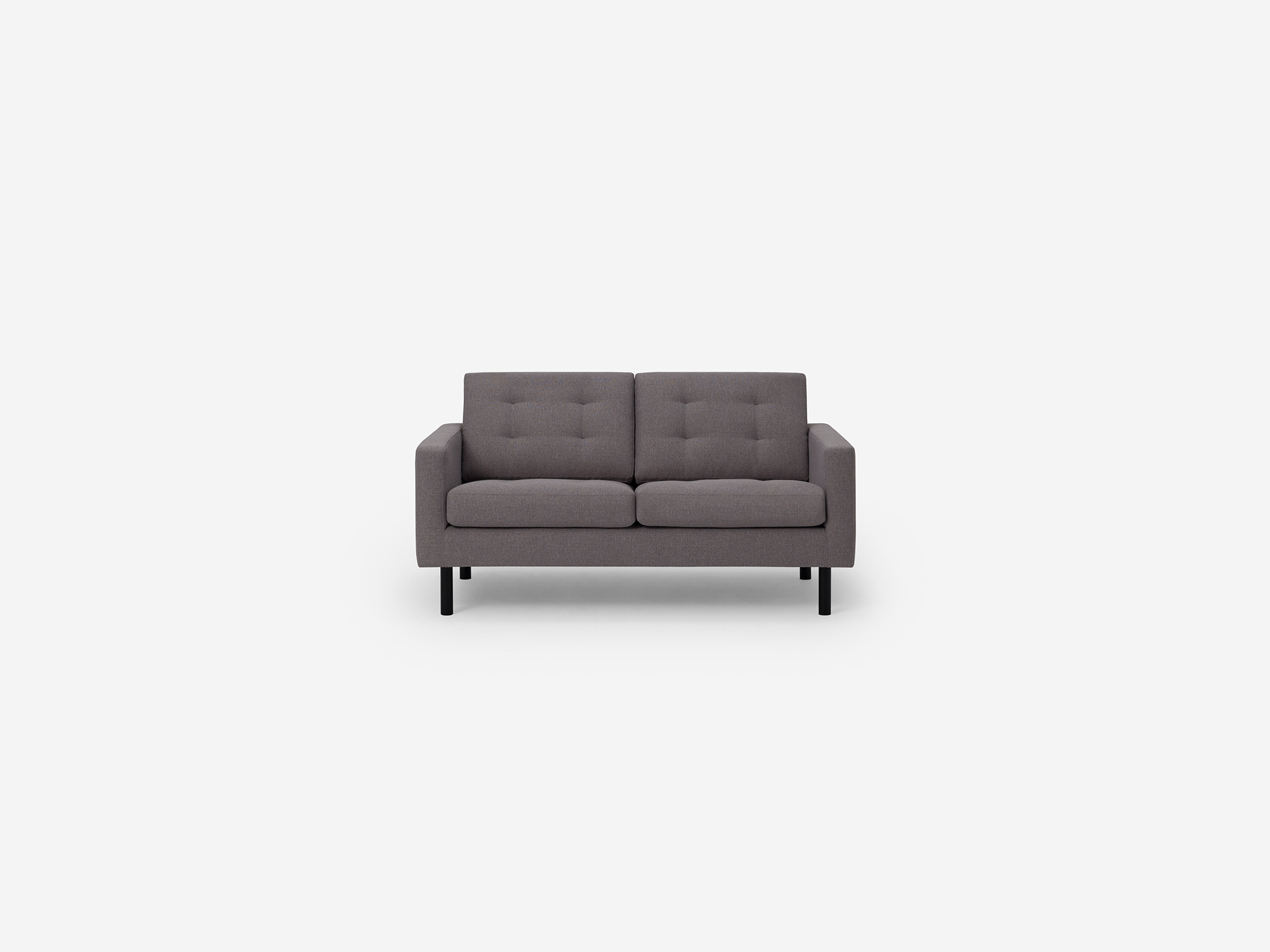 Front view of the Joan loveseat in grey fabric
