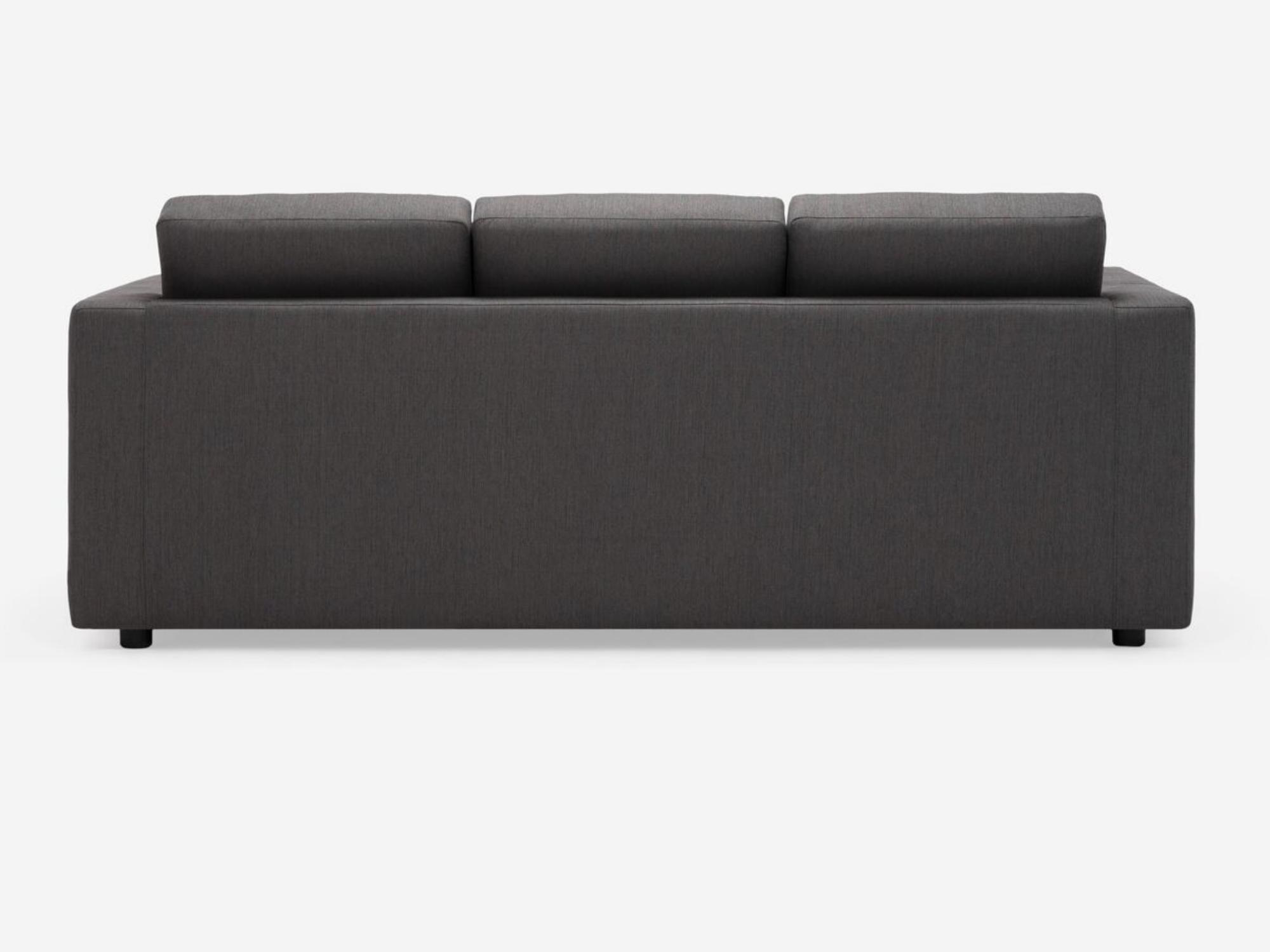 Back view of the Solo sofa bed in dark grey fabric