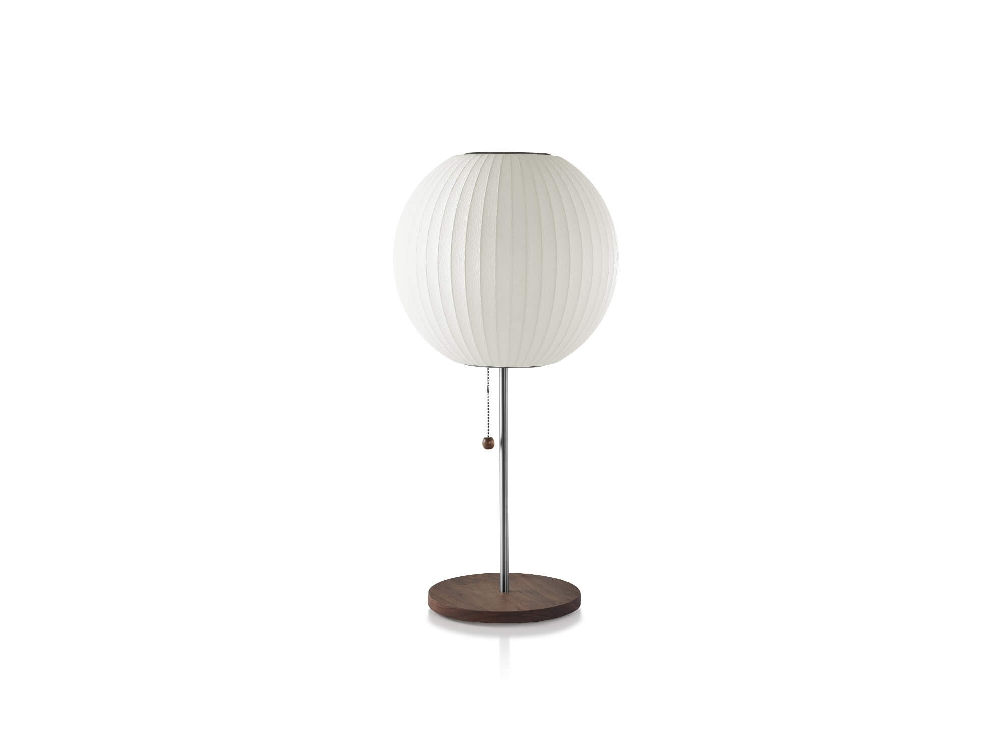 Front view of Nelson Ball Lotus Table Lamp in walnut