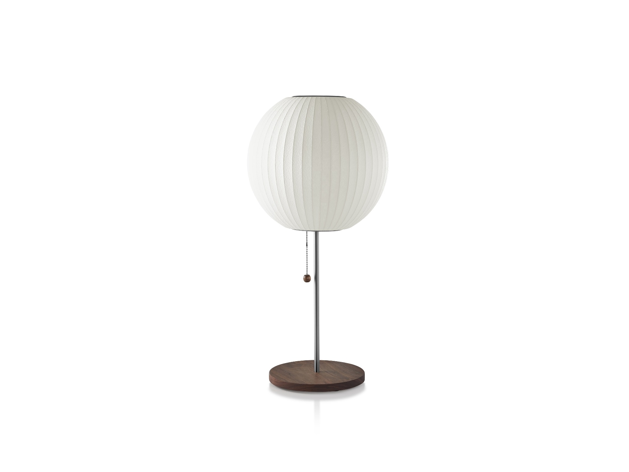 Front view of Nelson Ball Lotus Table Lamp in walnut