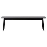 Black solid wood dining bench front view