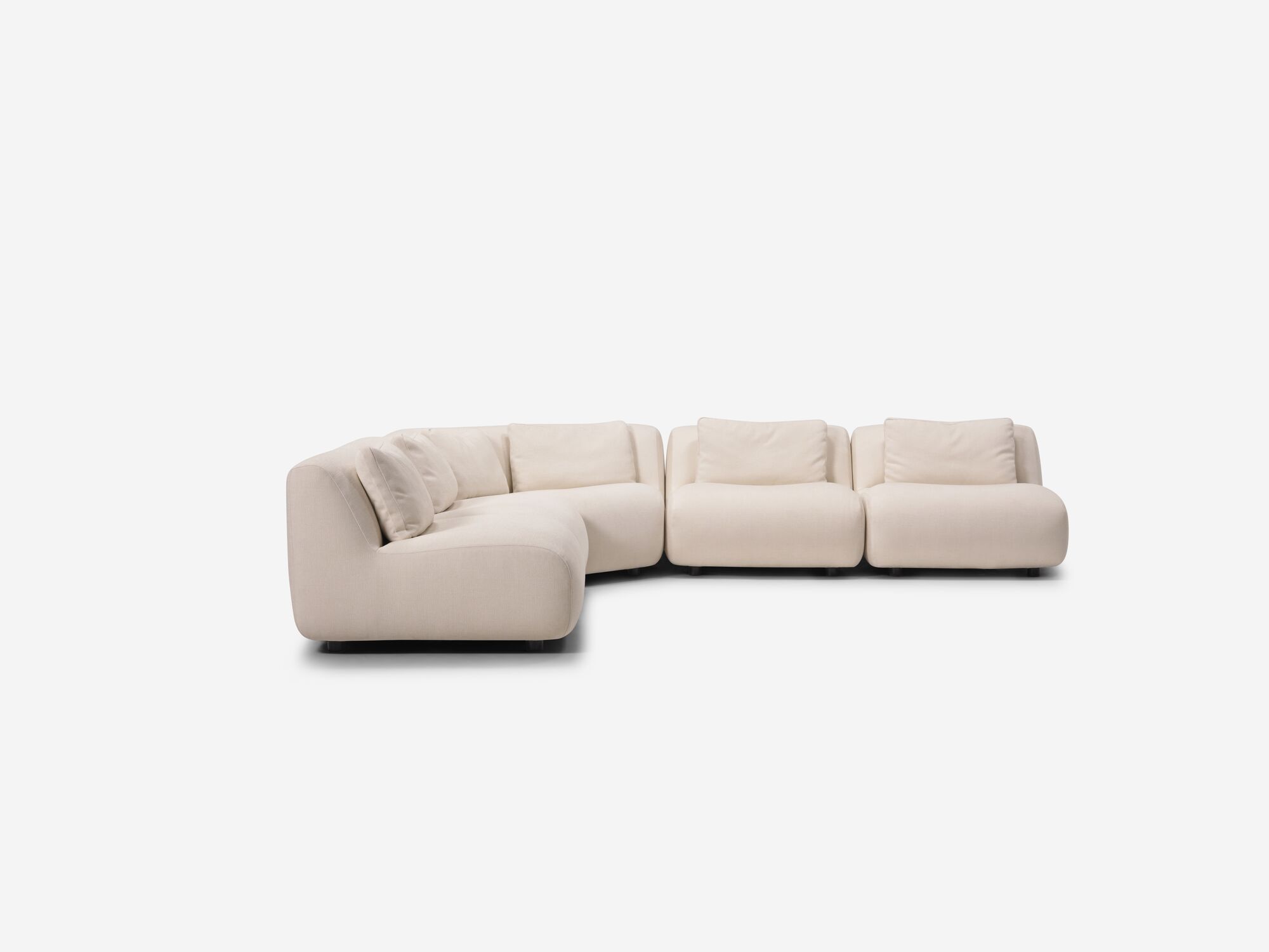 Beige curved sectional side view