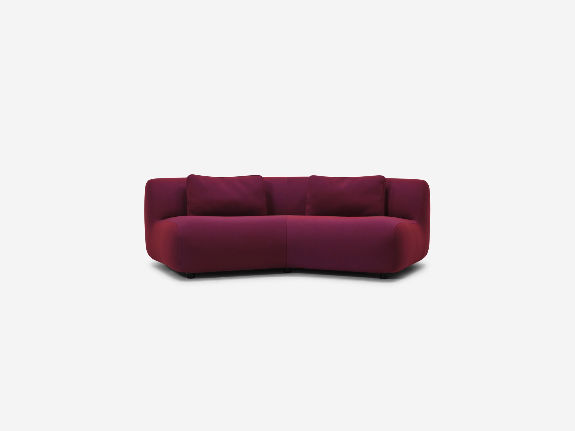 Red purple curved sofa front view