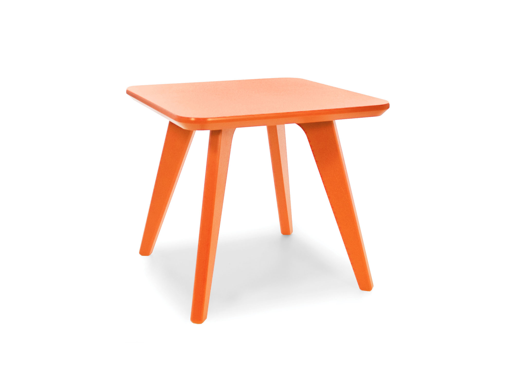Table de bout carrée satellite de 18 po en orange coucher de soleil vue de face