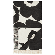 black and white poppy blanket top view