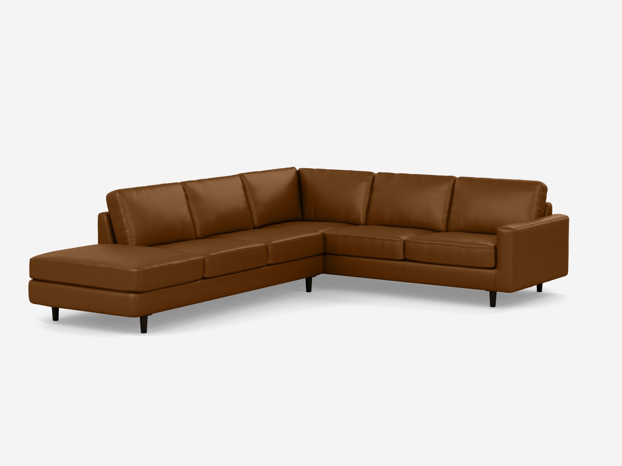 Front angled view of 2-piece brown sectional