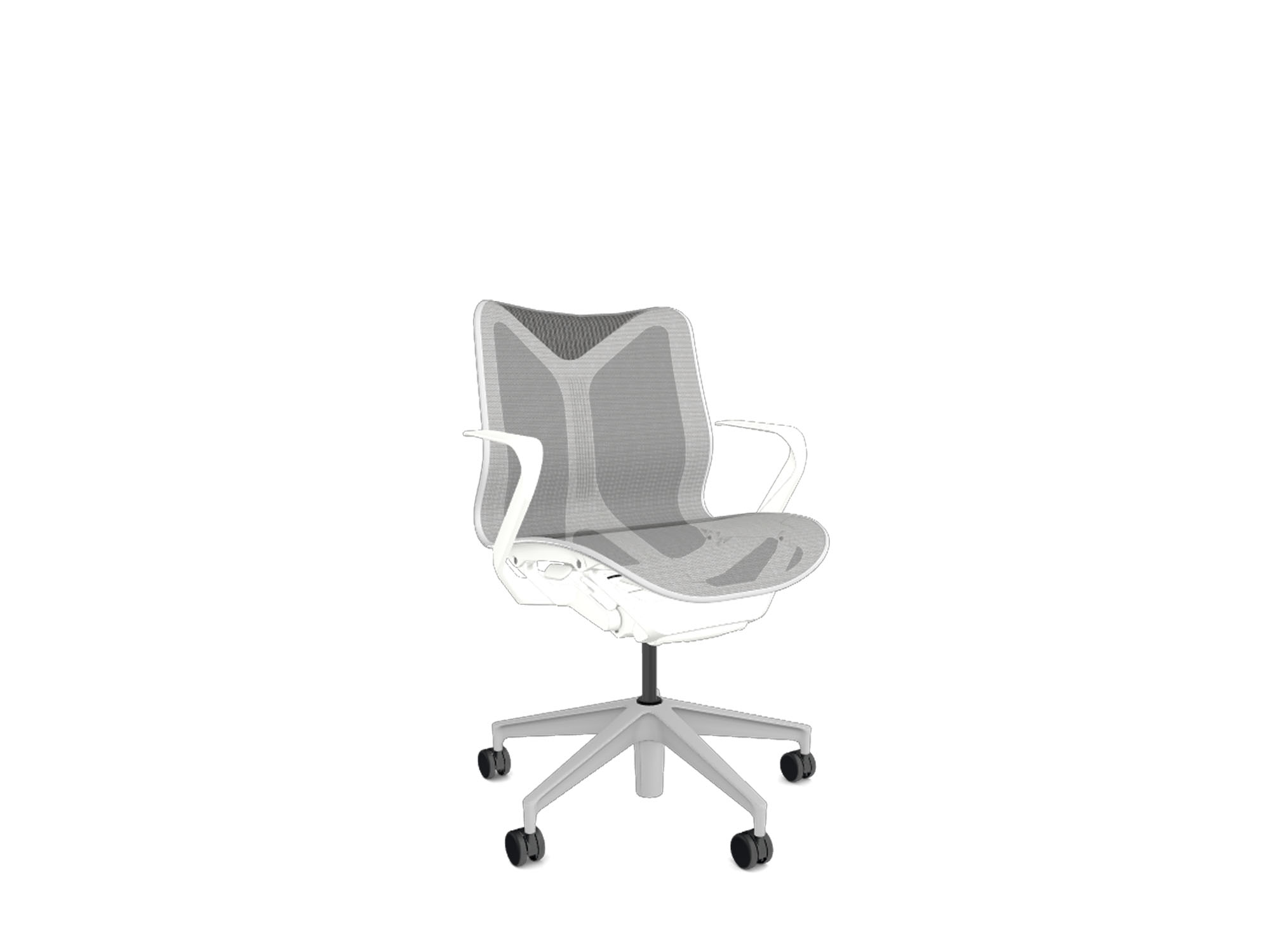 Low back white cosm ergonomic office chair front angle view