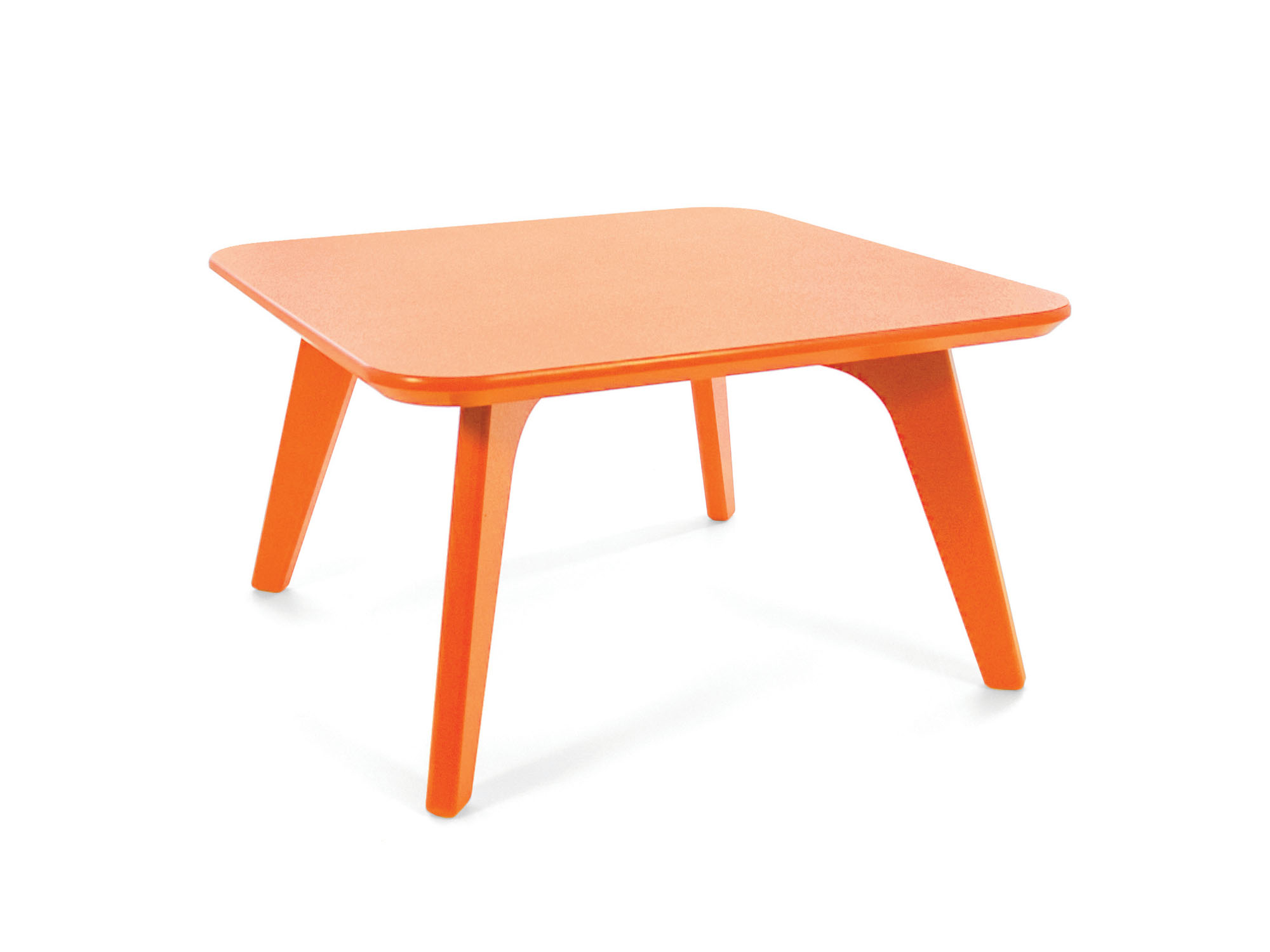 Table de bout carrée satellite de 26 po en orange coucher de soleil vue de face