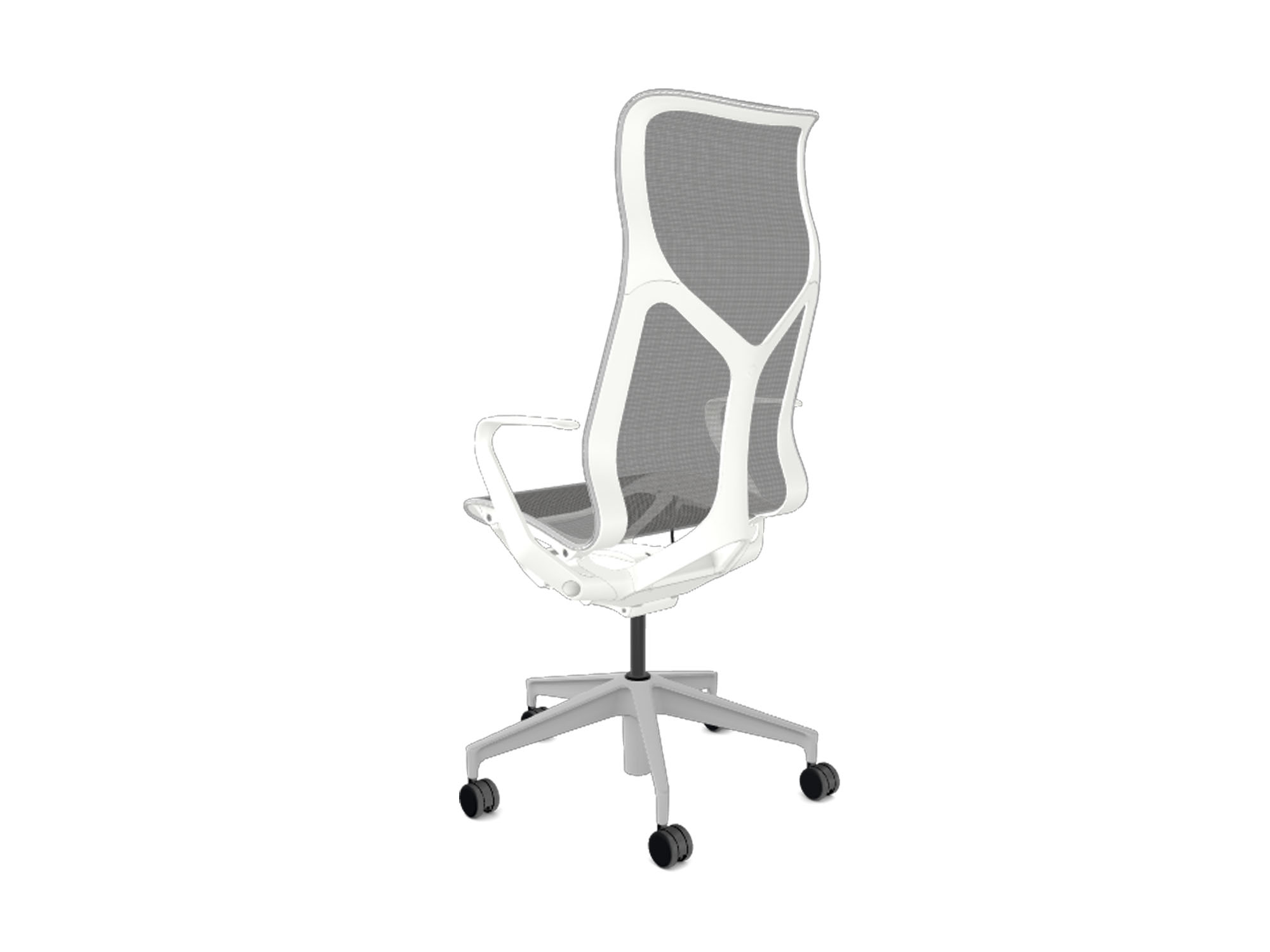 High back studio white fixed arms cosm ergonomic office chair back view