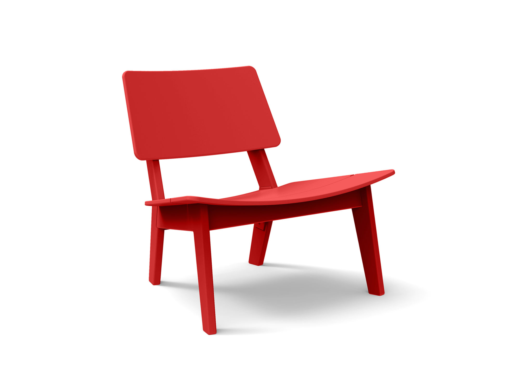 Angled view of the Lago patio lounge chair in apple red