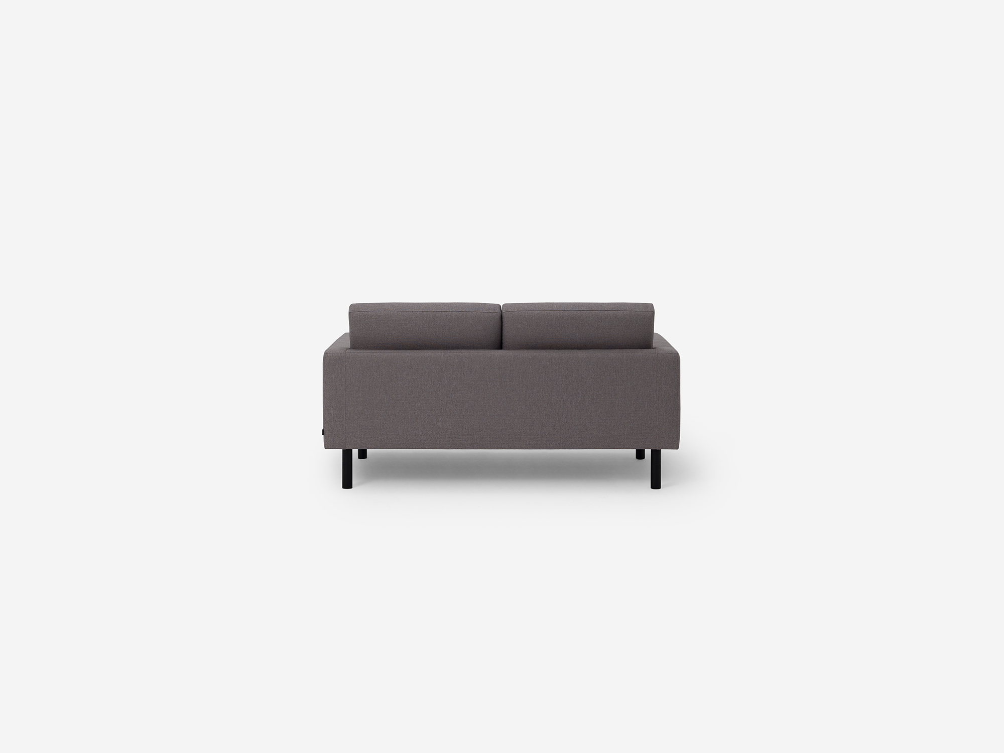 Back view of the Joan loveseat in grey fabric