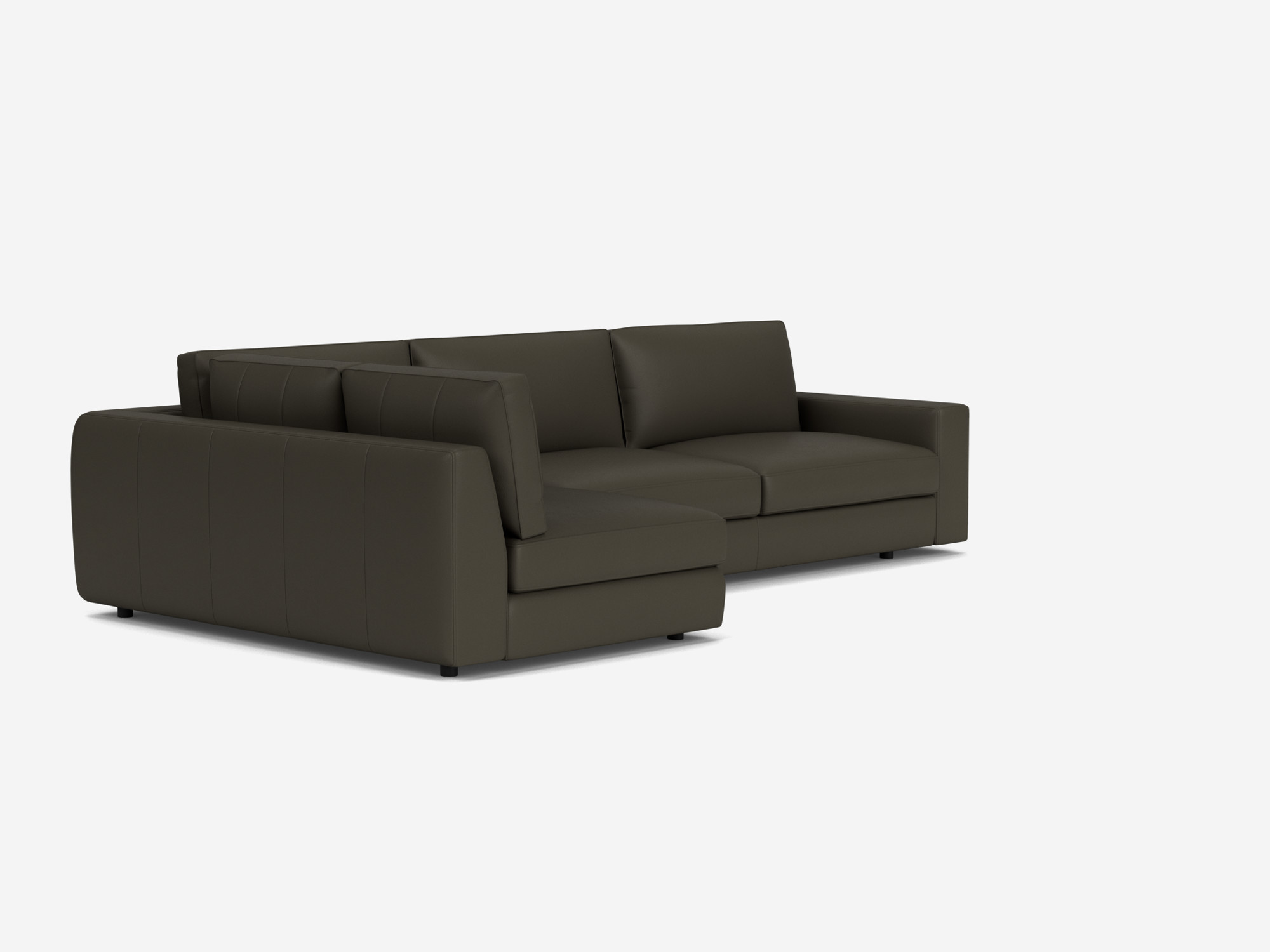 Angled view of the Cello modular sofa in grey leather left hand facing