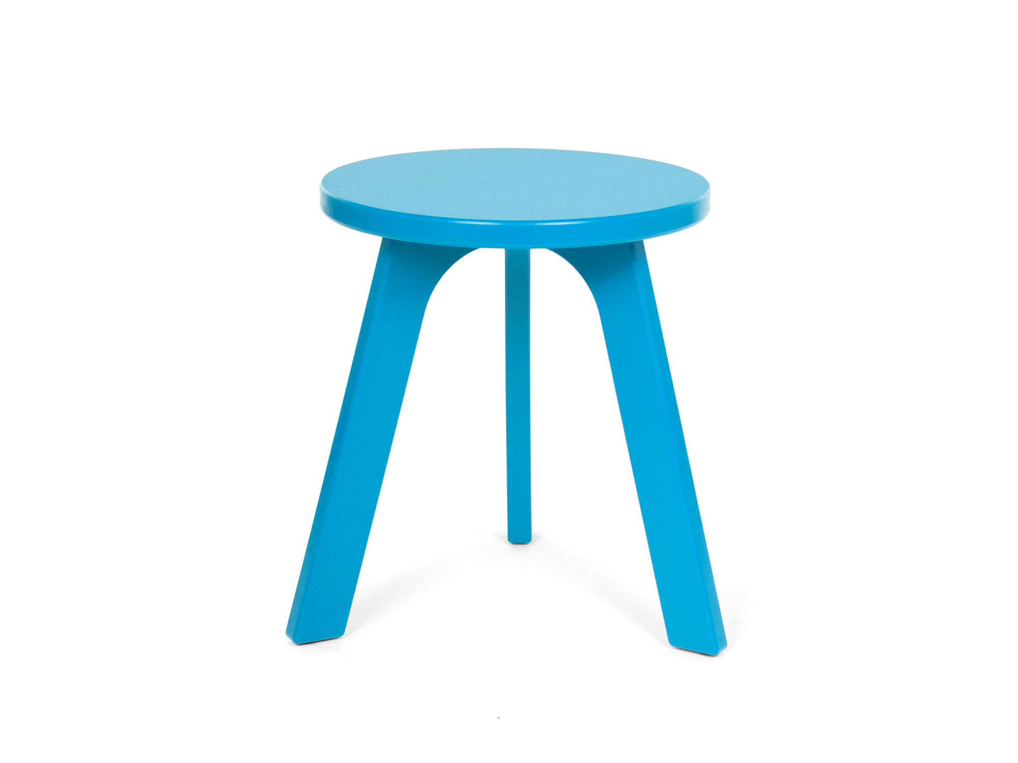 Front view of the Loll outdoor milk stool in sky blue