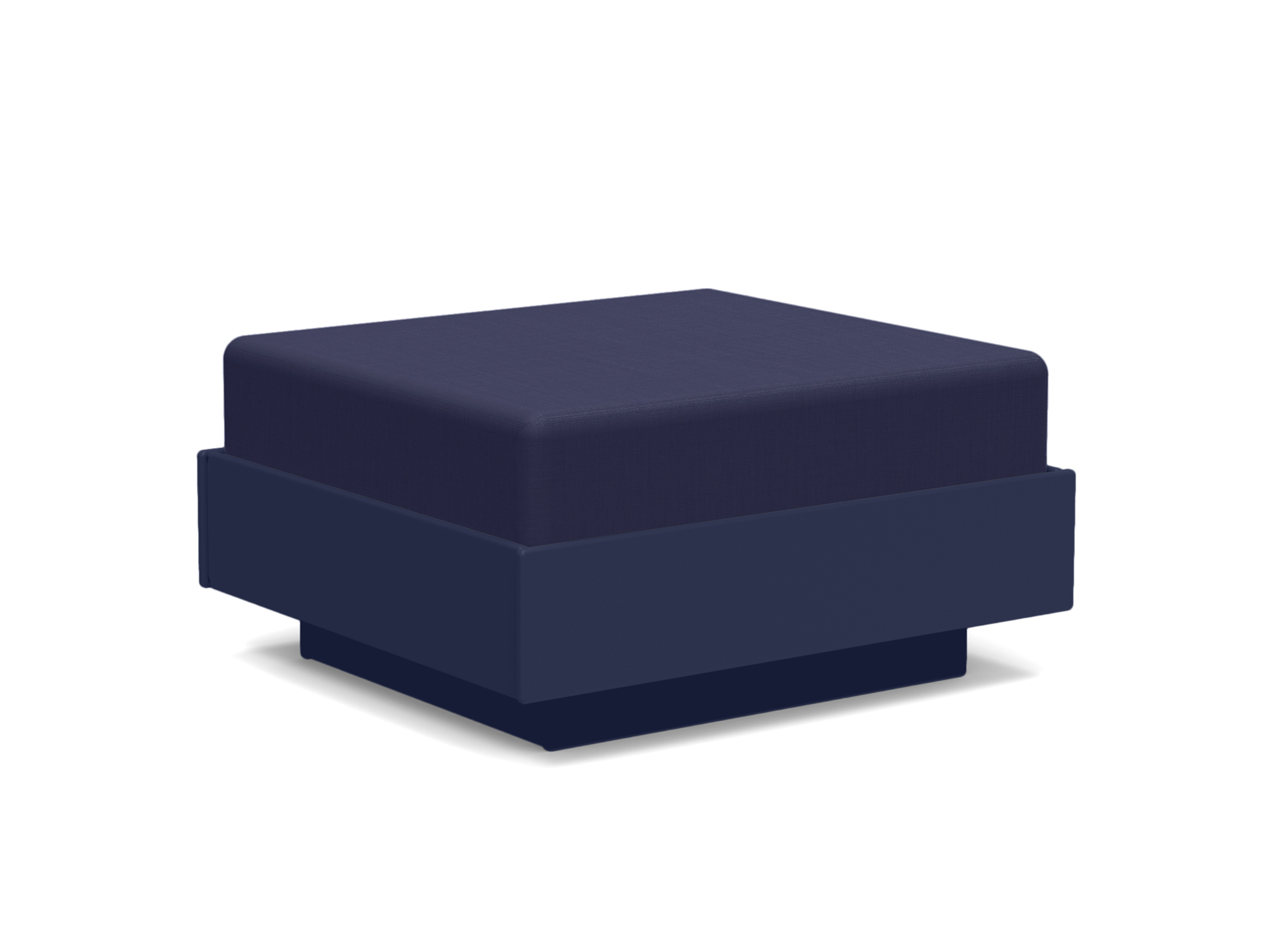 Vue d'angle avant du pouf extérieur bleu foncé