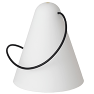 Front view of white cone table lamp