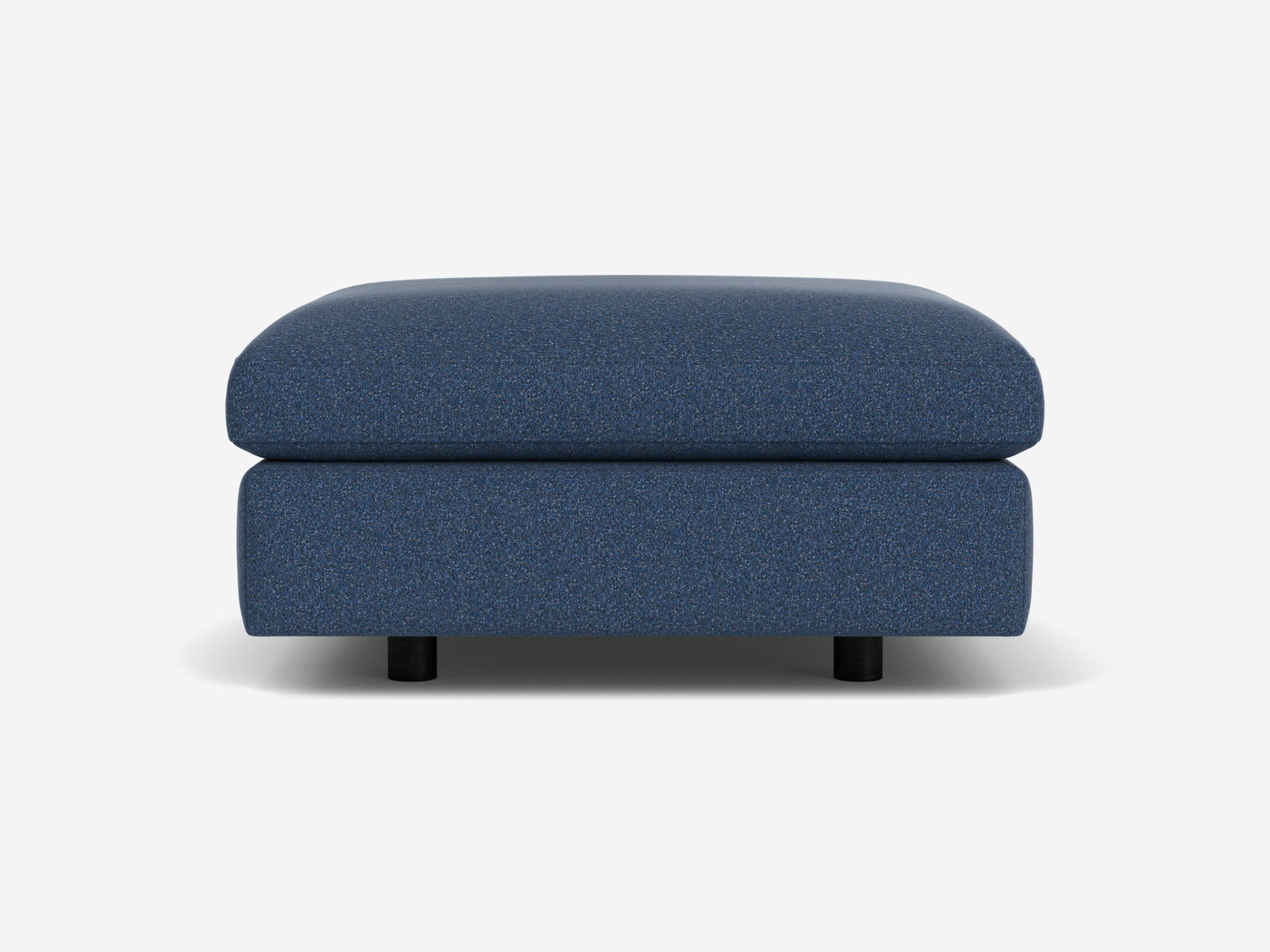Left side view of blue square ottoman