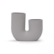 Front view of gray curved vase