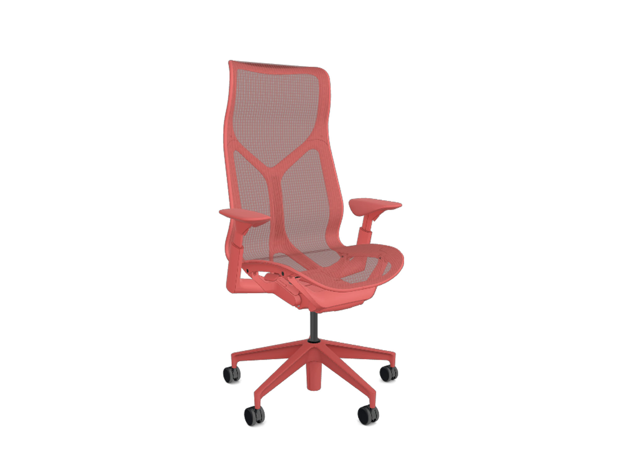 High back adjustable arms red cosm ergonomic office chair front view