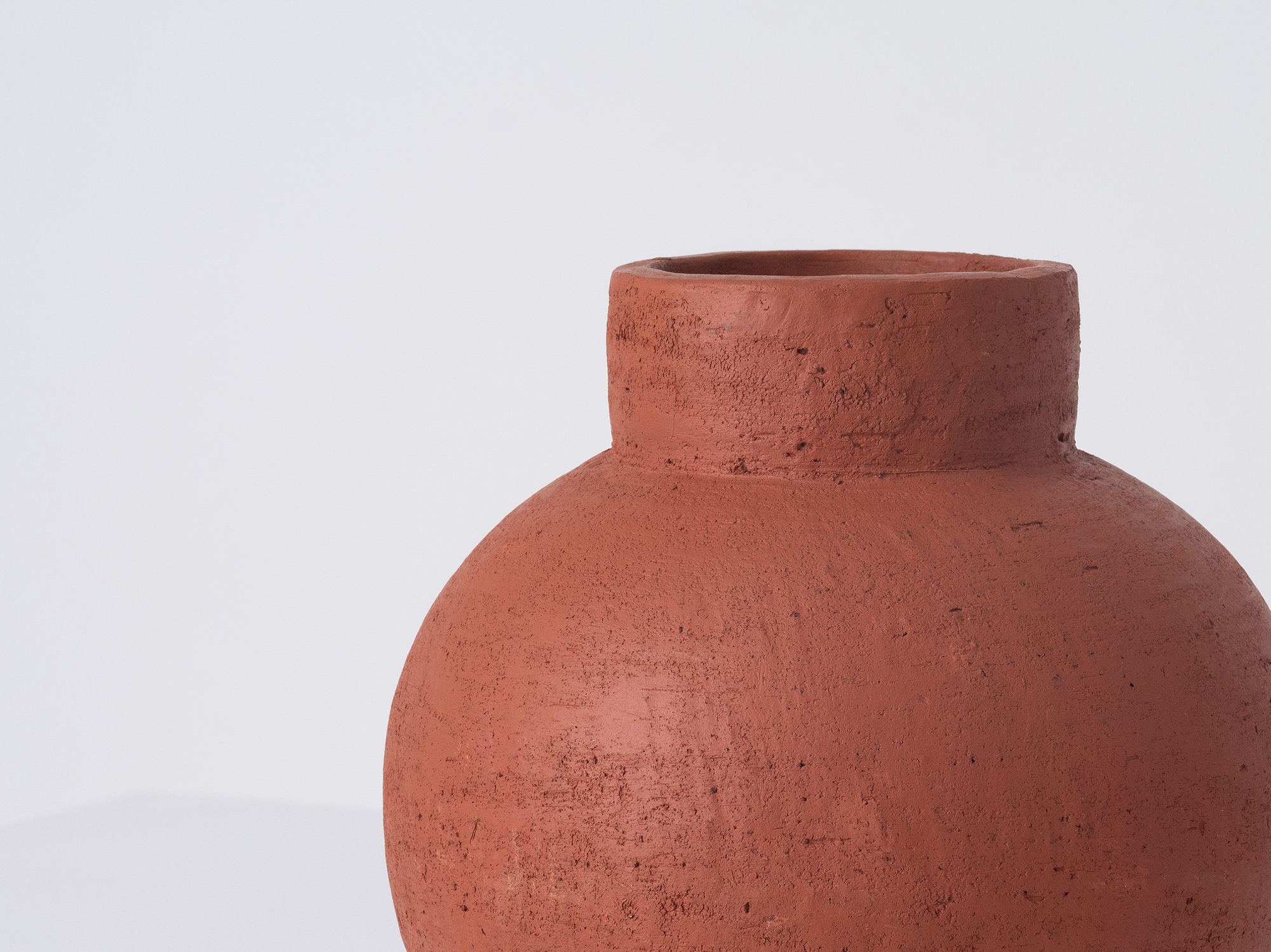 Detail view of the Terracotta Round Vase