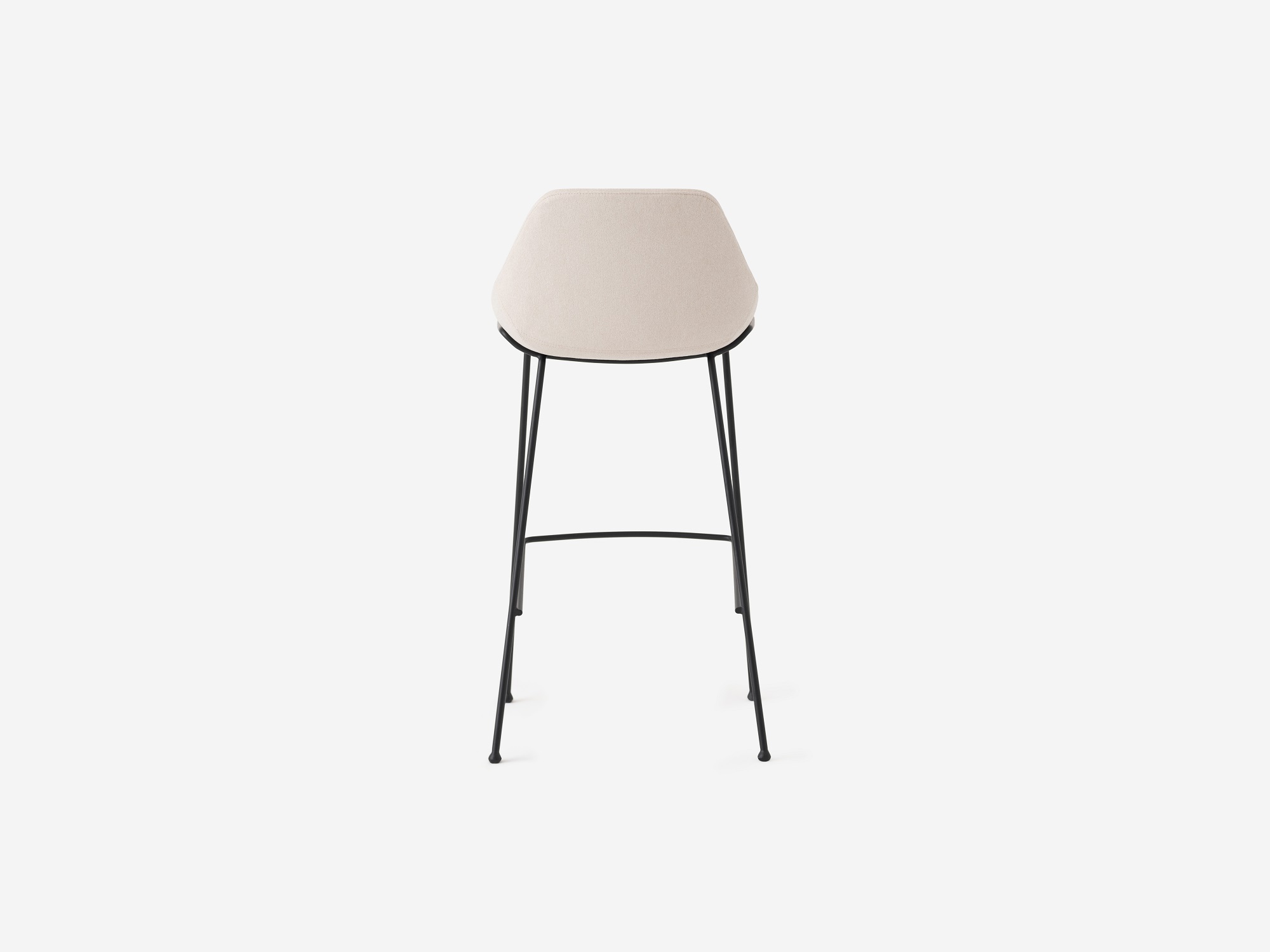 Back view of the Nixon modern bar stools in white fabric