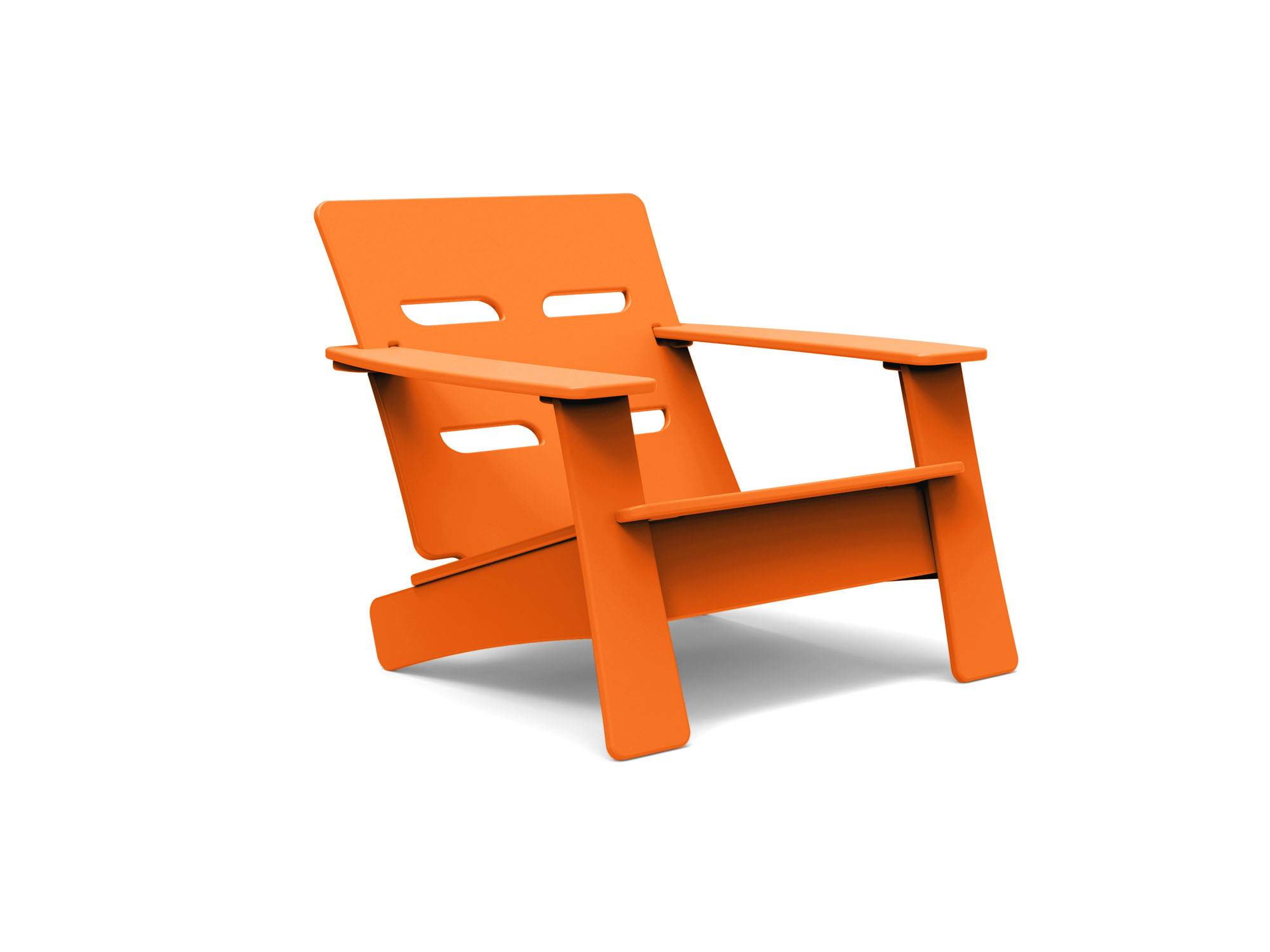 Angled view of Cabrio outdoor chair in sunset orange