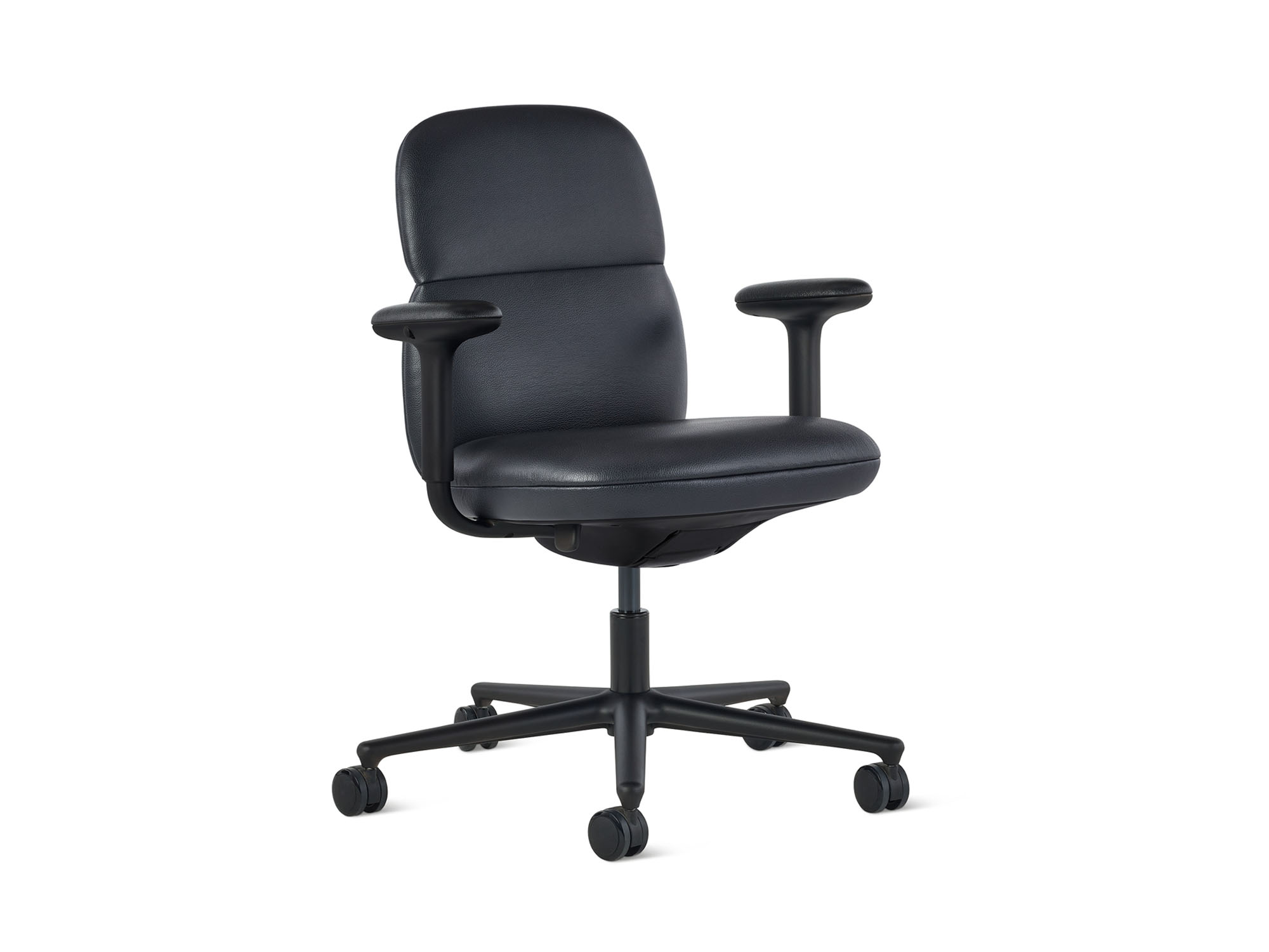 Black herman miller asari leather desk chair front view