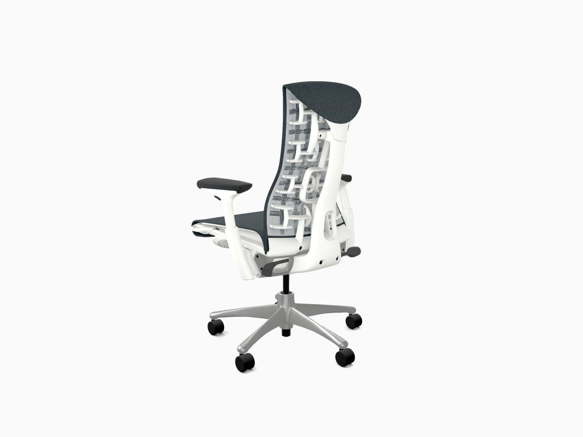 Back angle view of Embody office chair in Sync Nightfall