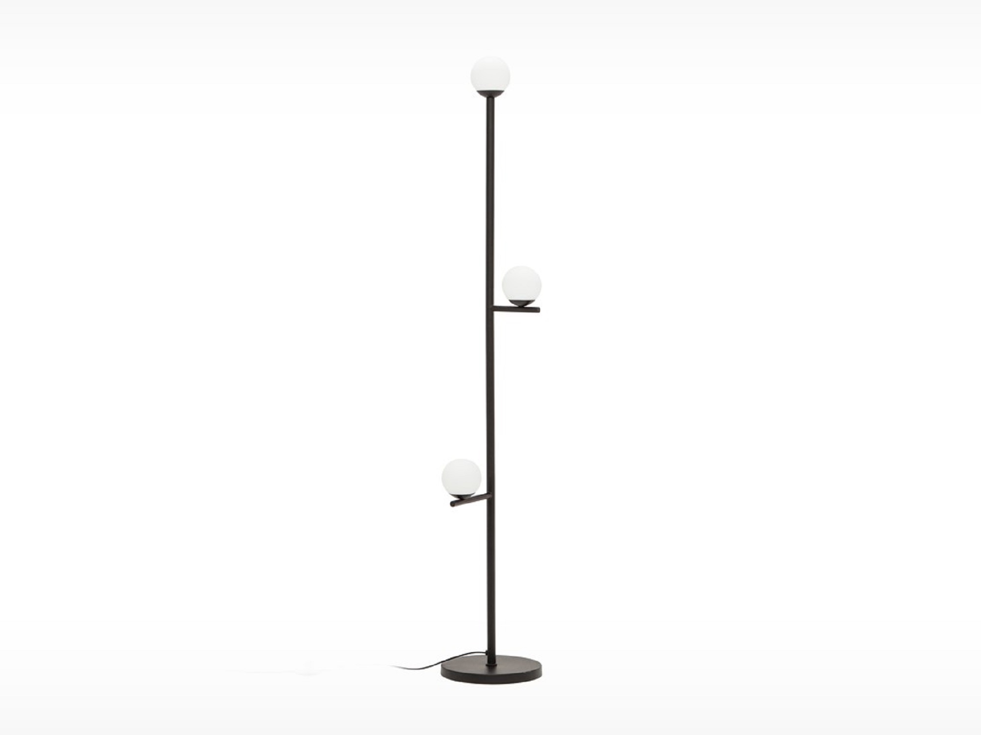 Mid century floor lamp in black front view