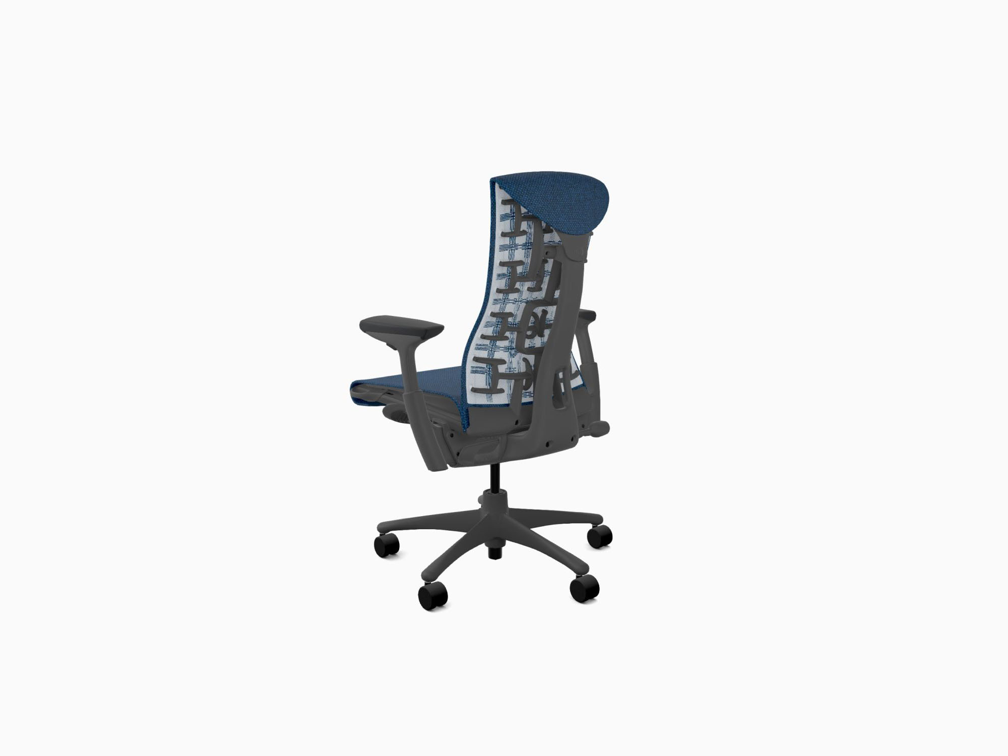 Herman Miller Embody office chair in Medley Blue Grotto back angle view