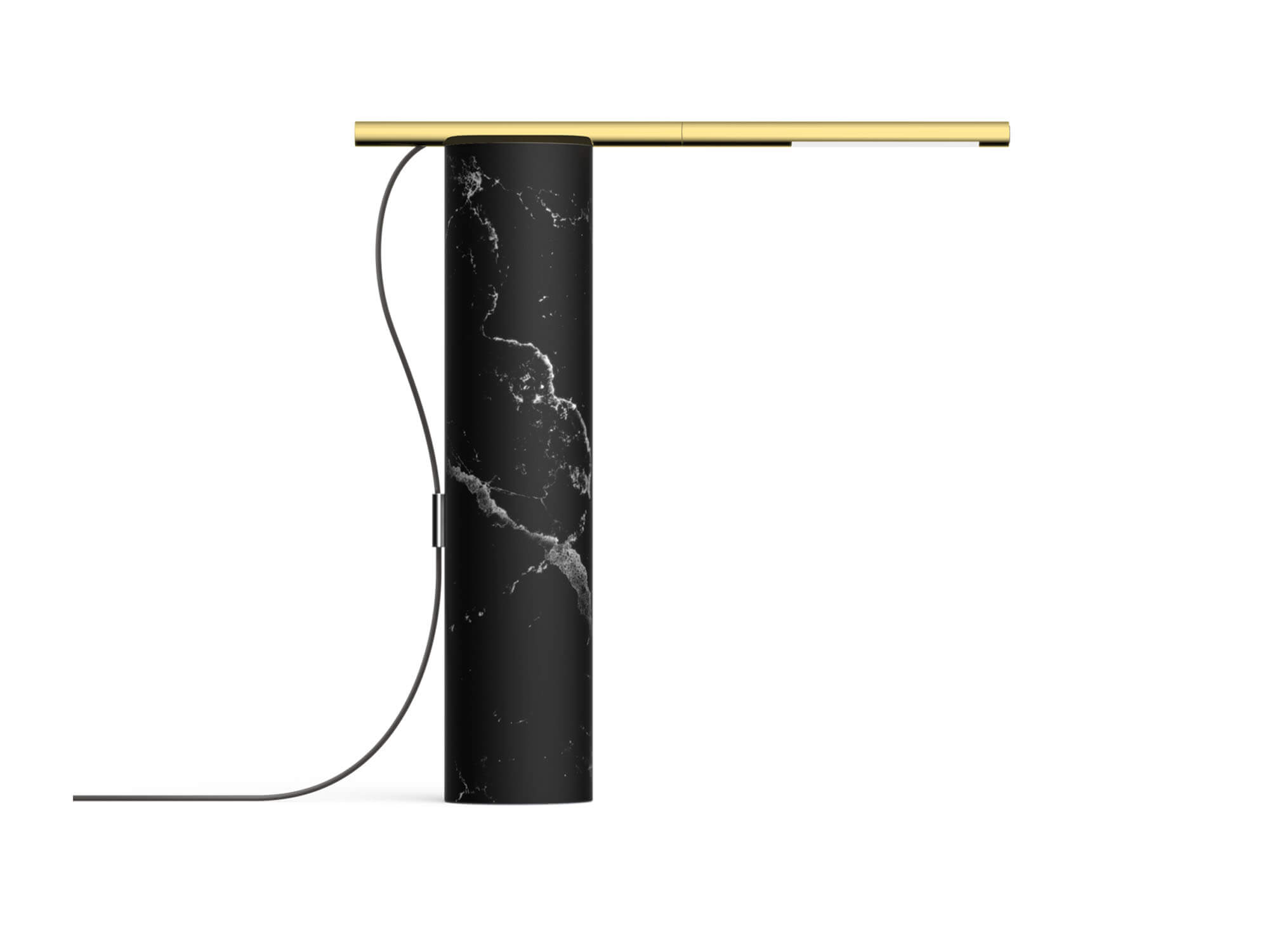 Black marble and gold table lamp side view
