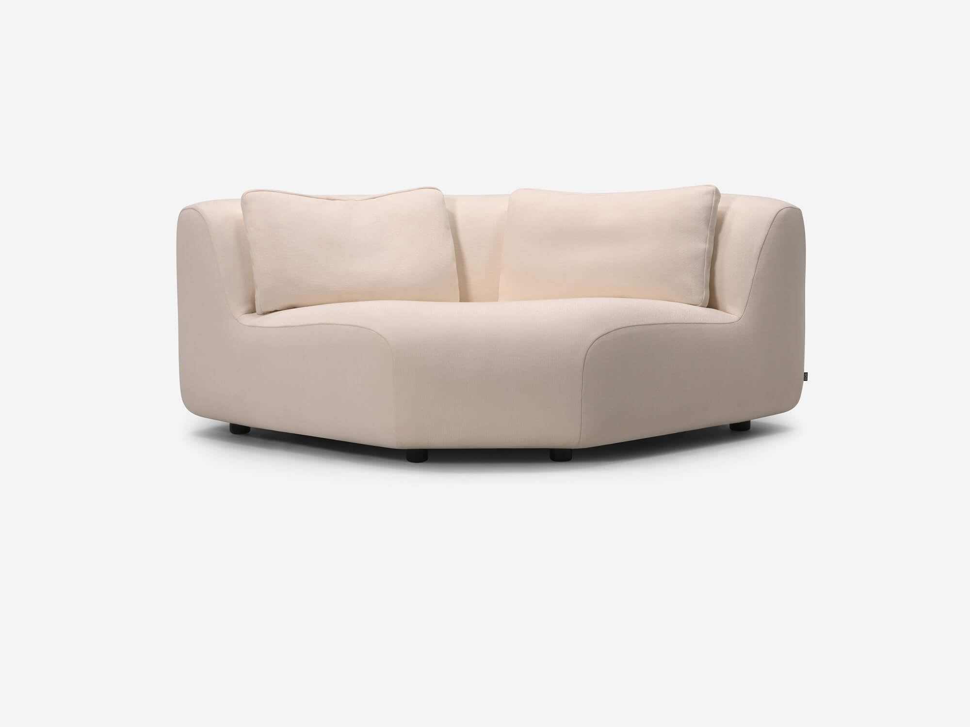 Front view of beige rounded corner chair