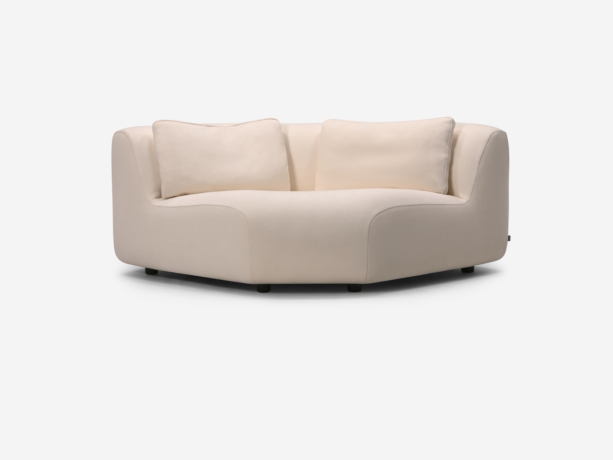 Front view of beige rounded corner chair