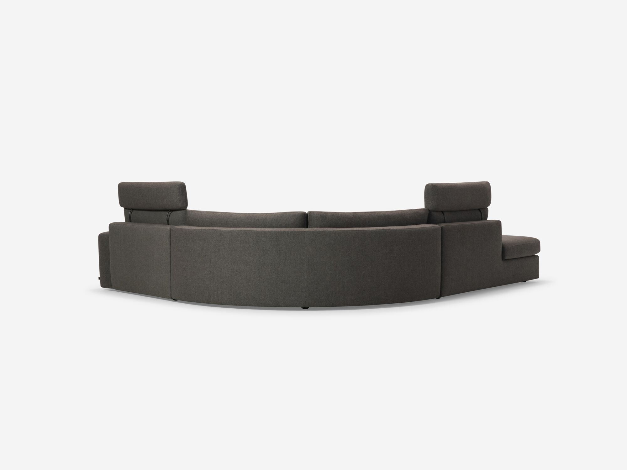 Back view of charcoal left hand facing reclining sectional