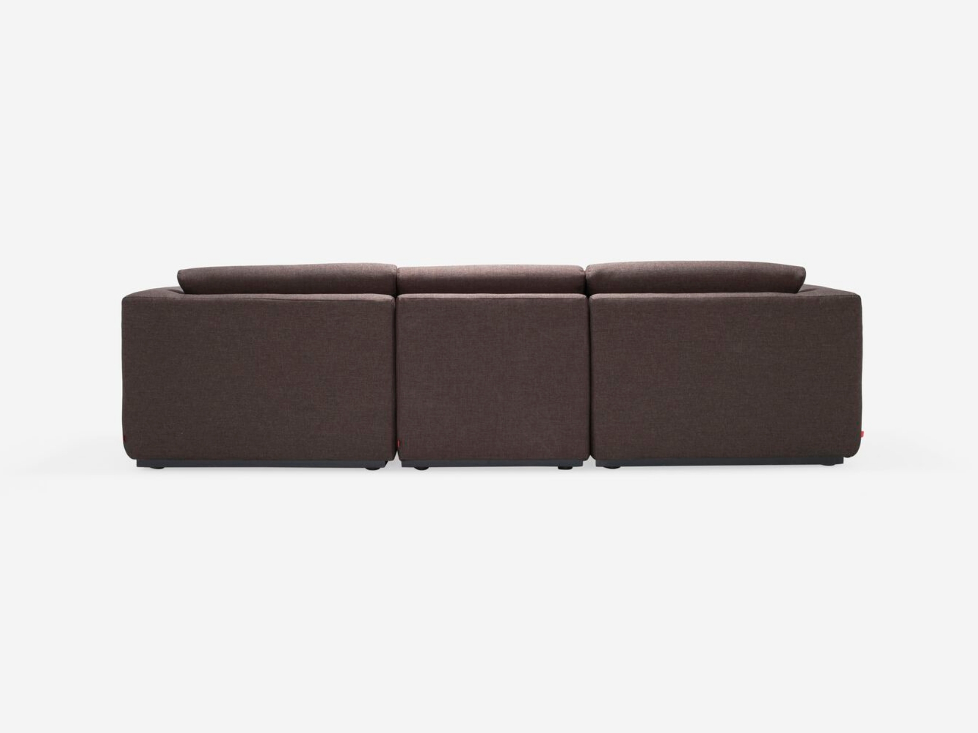 Back view of gray fabric Morten modular sectional sofa